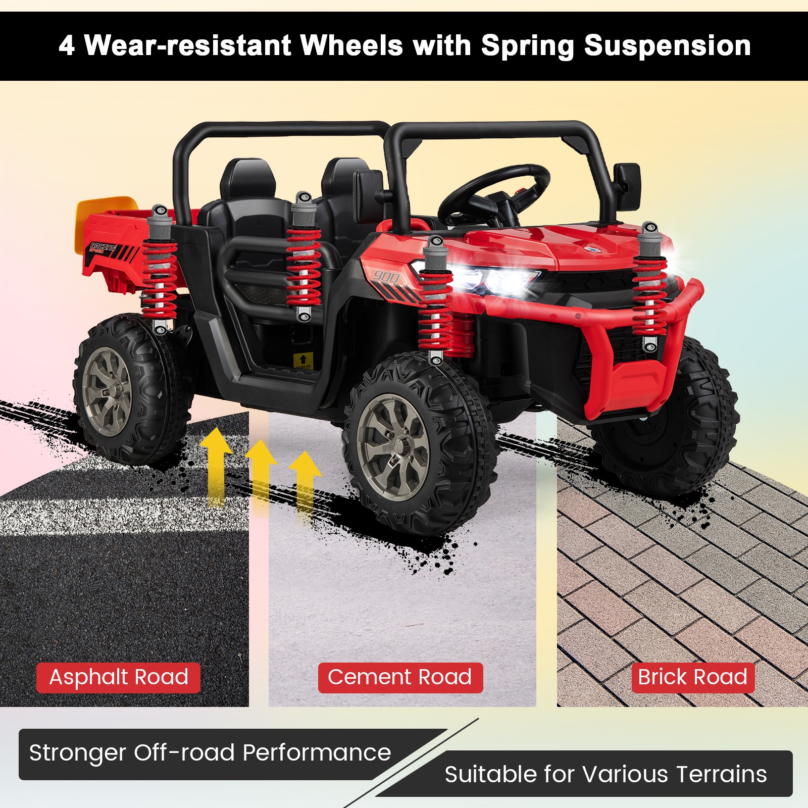 12V 2 Seater Ride On UTV Dump Truck Remote w/ Electric Dump Bed & Shovel Red