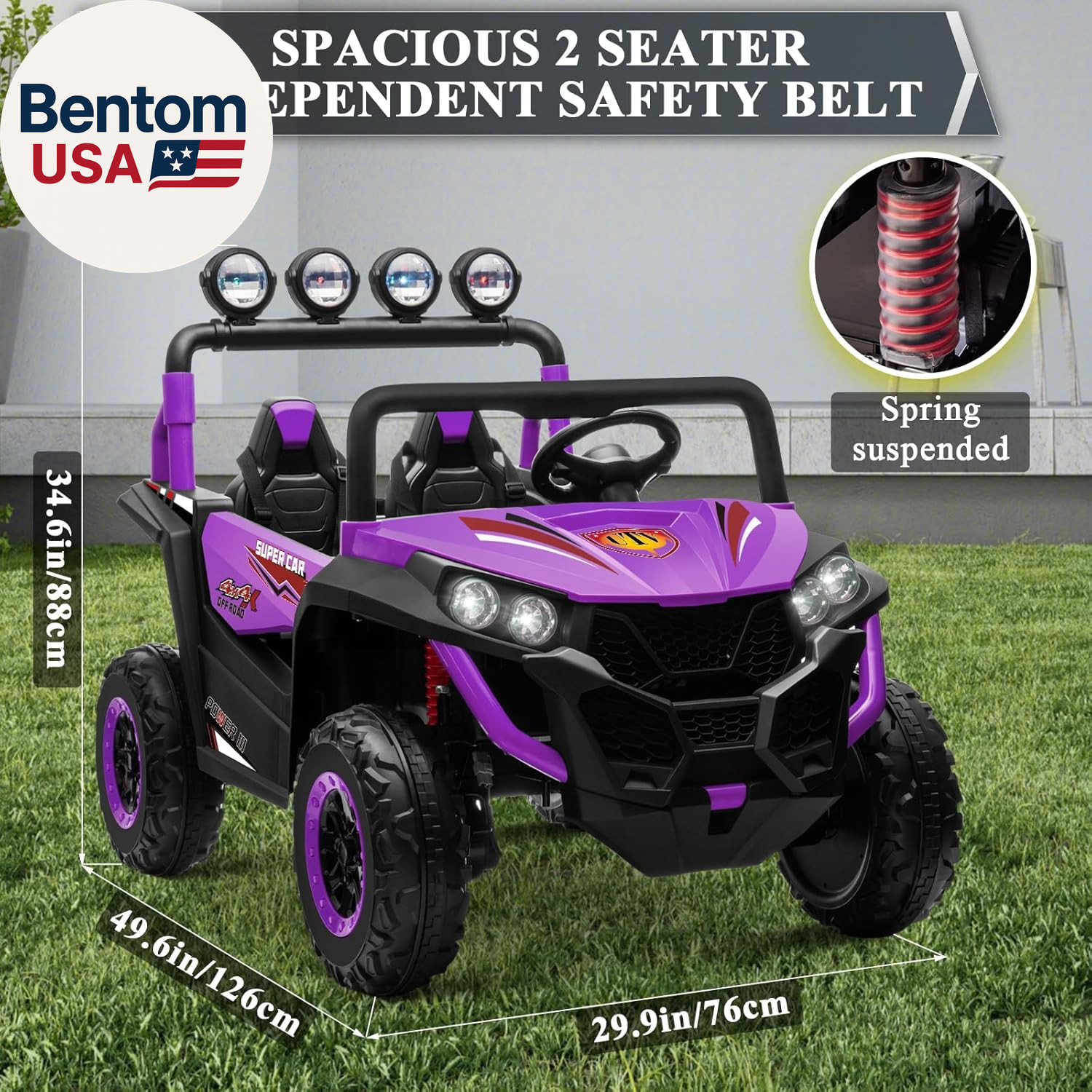 2 Seater Ride on Car Truck,24V Electric Vehicle Car for Kids 3-8 Years,200W Moto