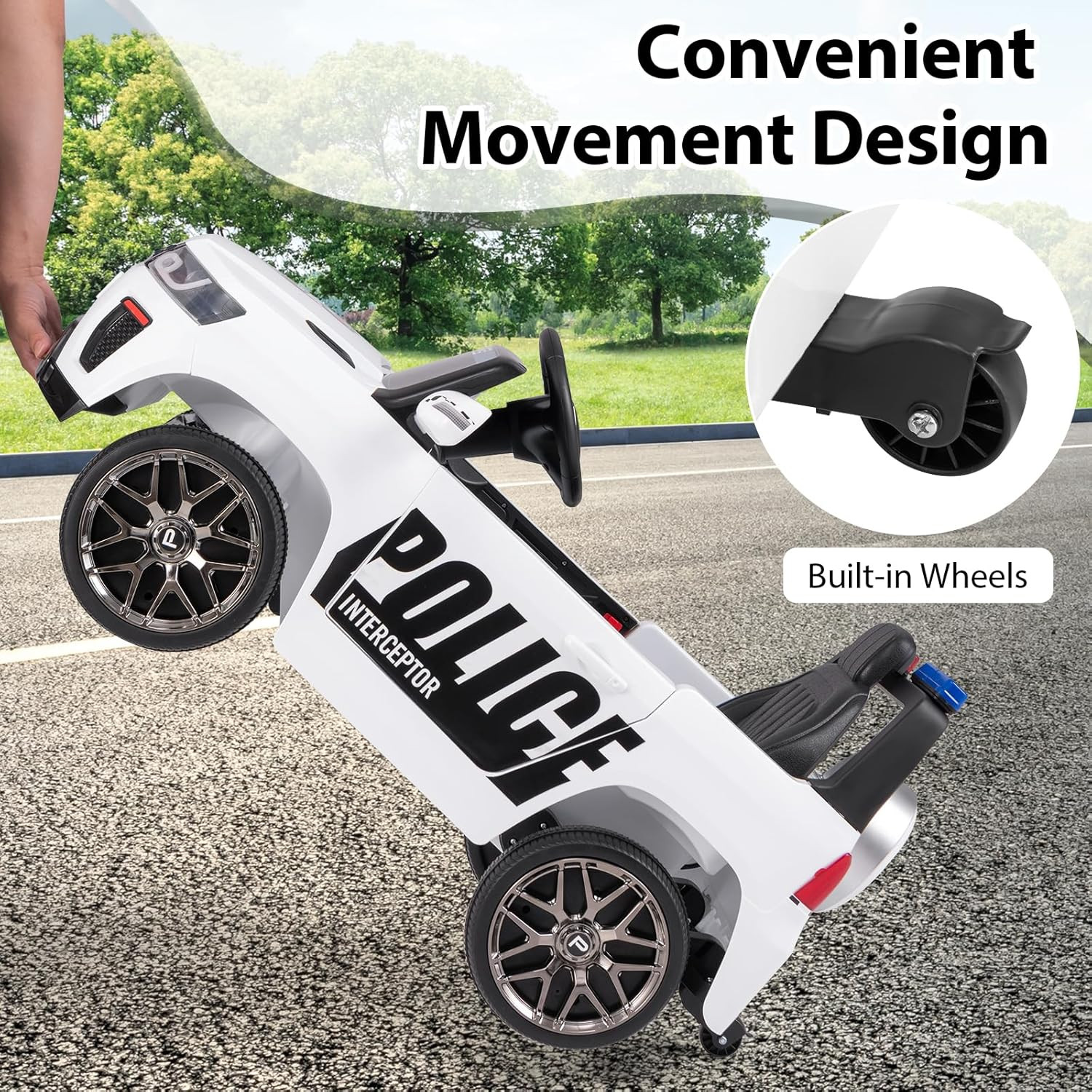 Ride on Police Car, 12V Kids Battery Powered Electric Vehicle with Siren, Flashi