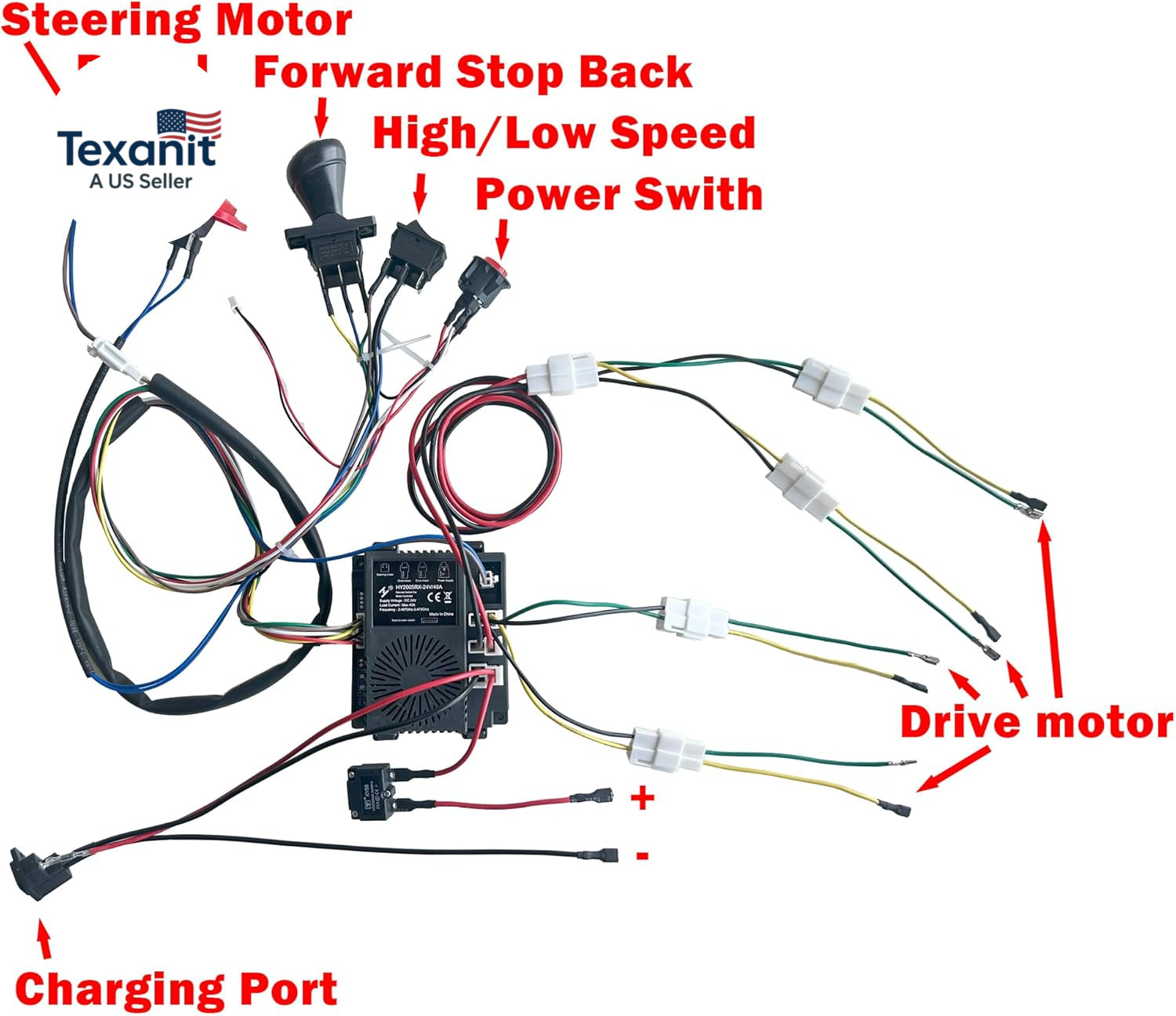 24 Volt DIY Wires Harness Conversion Kit for Kid’S Ride on Toys Car,2.4G Set of