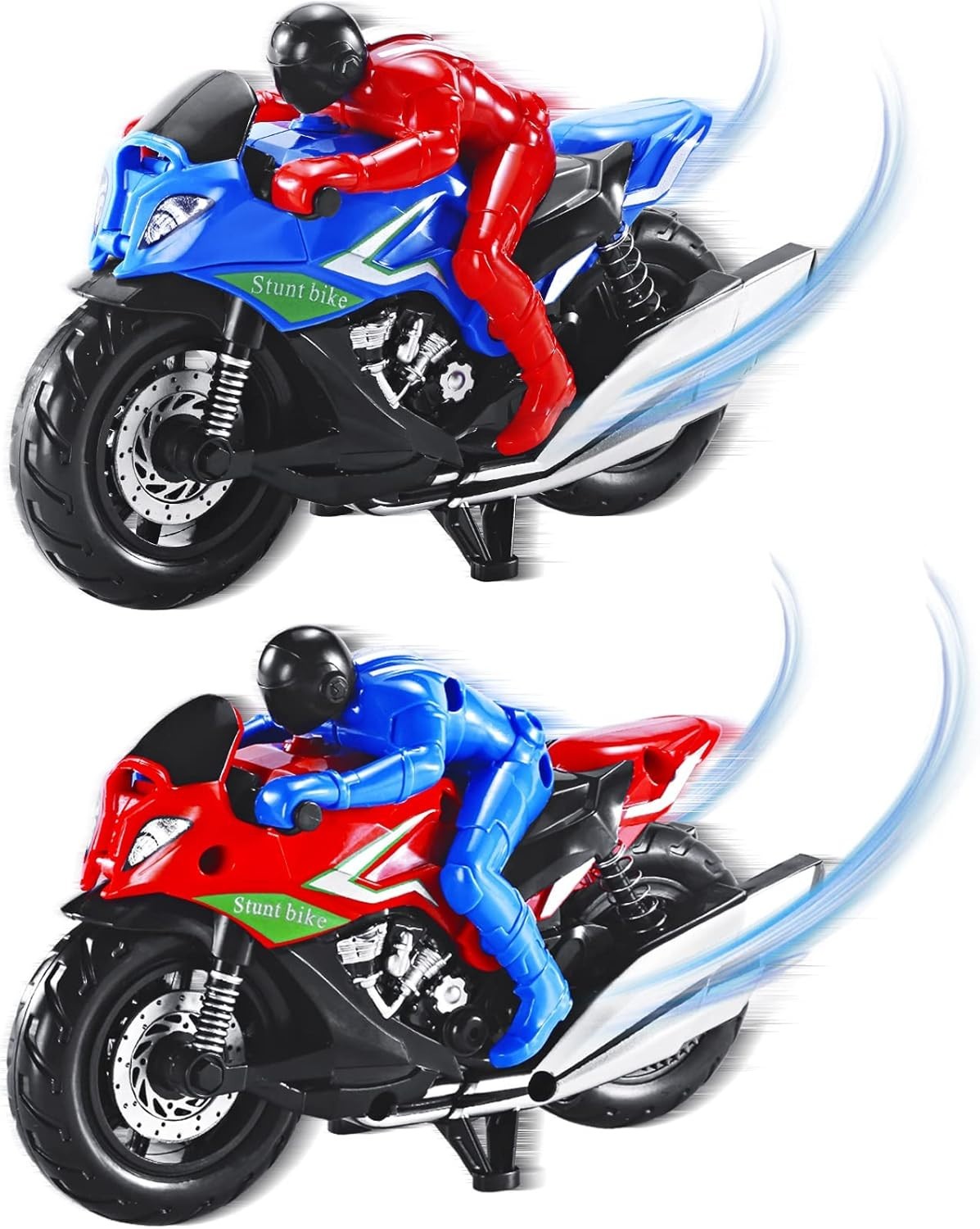 Kids Motorcycle Toys Set – 2 Pull-Back Diecast Motorcycles for Ages 3-8, Red