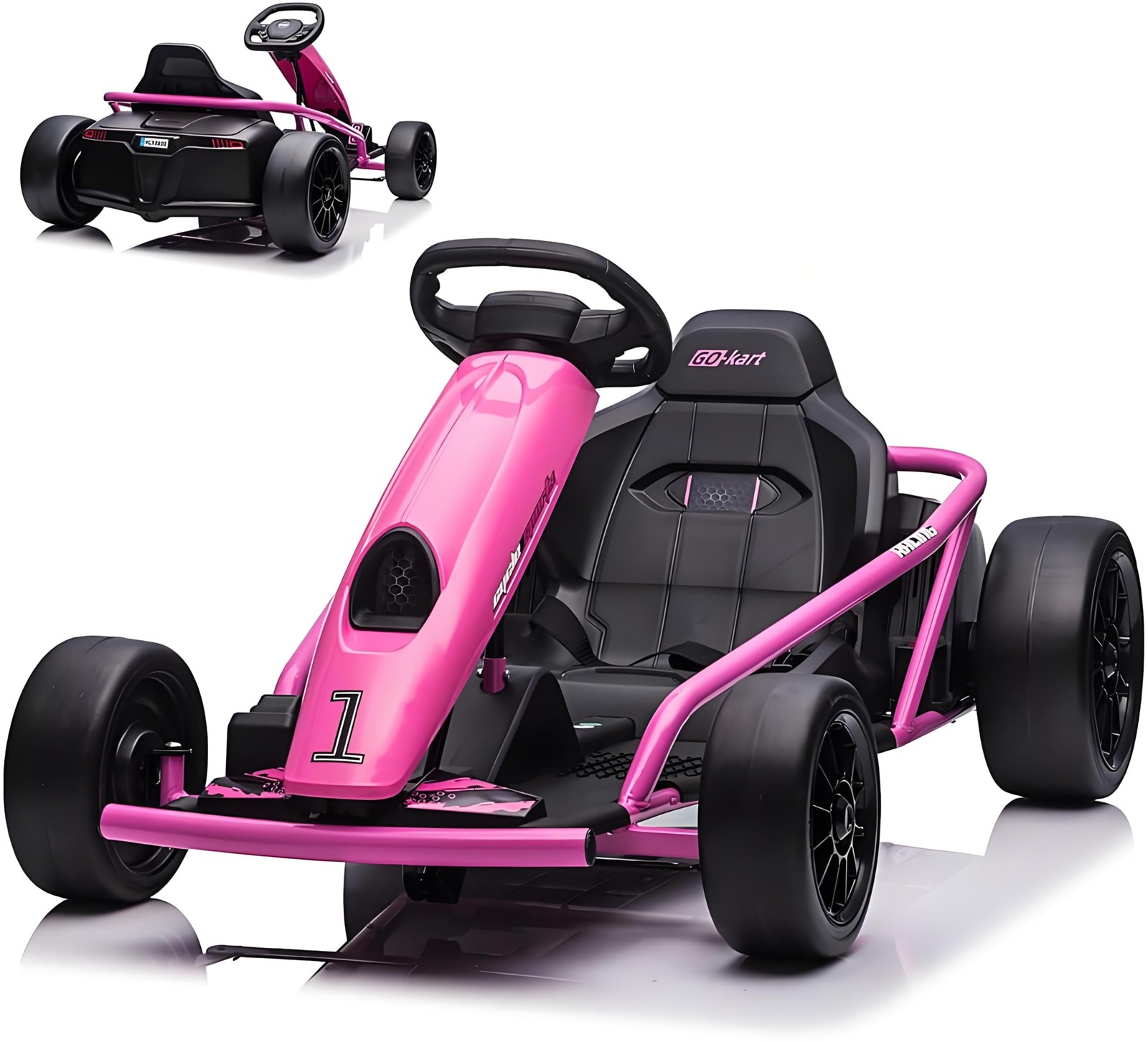 24V Kids Ride on Go Kart 300W Extra Powerful Motors 8MPH Drifting w/ Music Horn