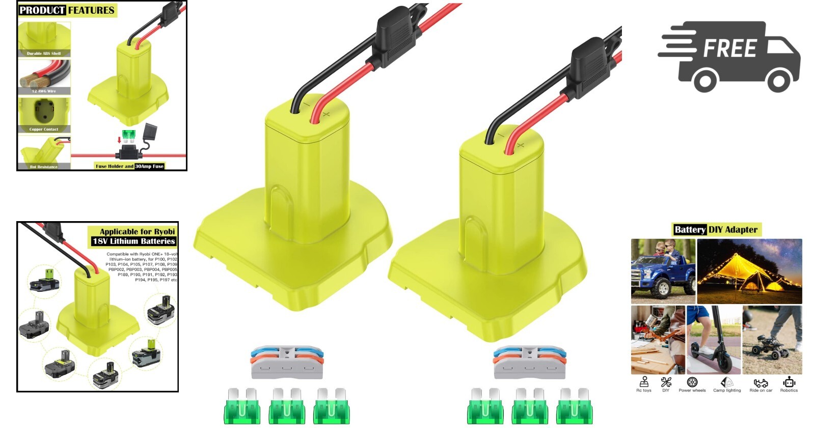 Power Wheel Adapter Ryobi 18V Battery Conversion Kit for Power Wheels RC Toys