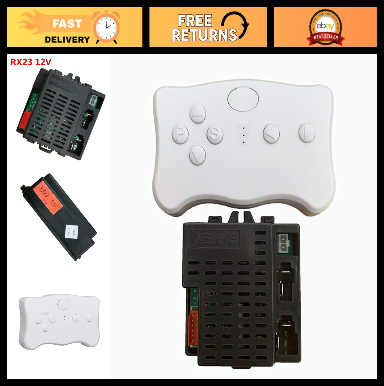 12V Kids Ride-On Car Remote Control Kit – Bluetooth Receiver & Accessories for E