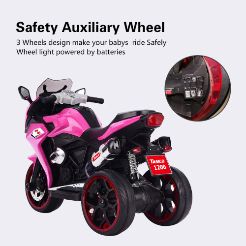 Boy Girl Kids Ride On Dirt Bike 12V Electric Motorcycle Child 3 Wheels Pink RED