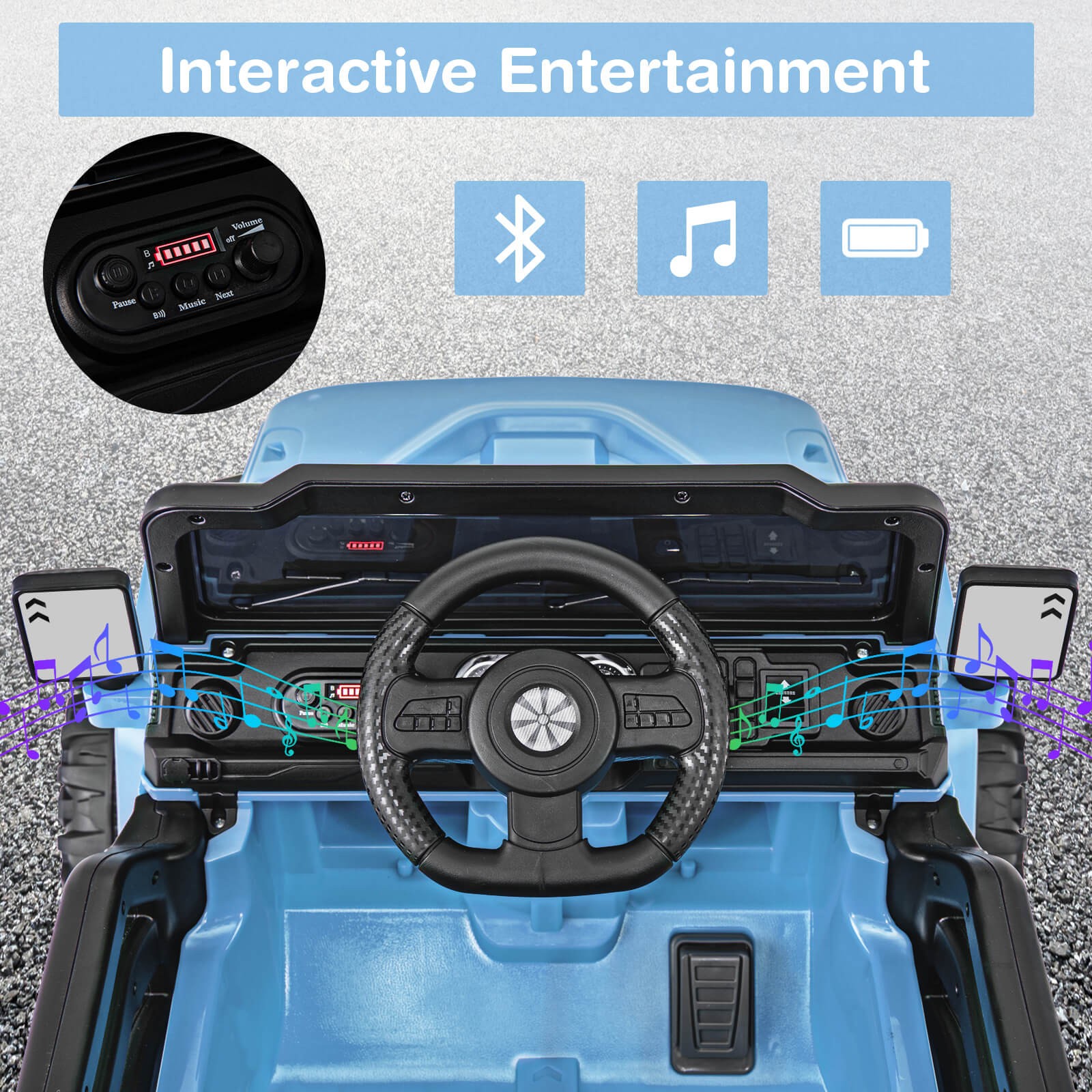 12V Kids Ride on Truck Car with Remote Control Threaded Wheels 3 Speeds LED
