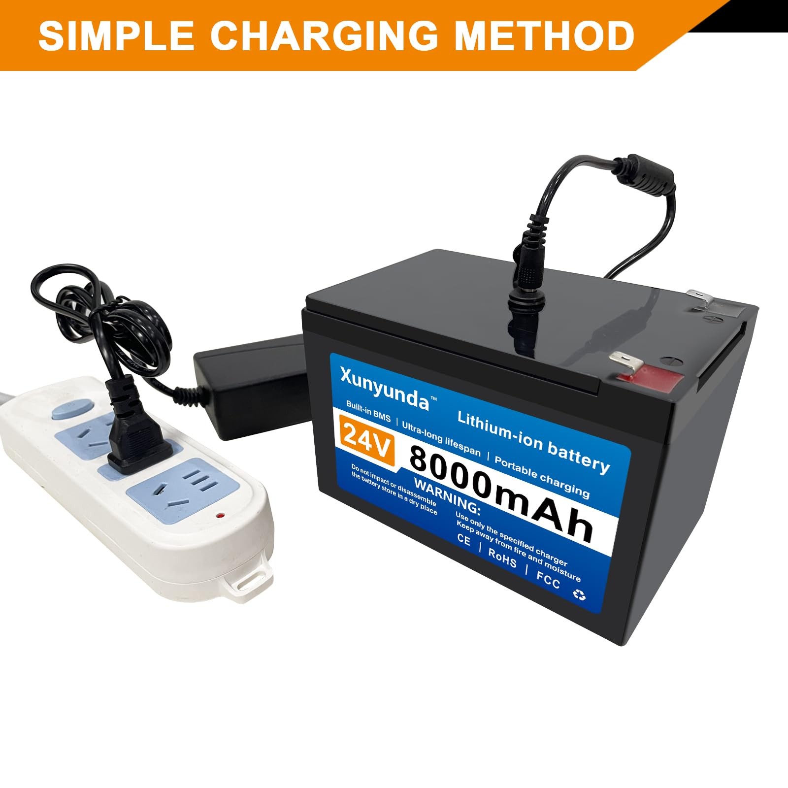 24V 8Ah Lithium Battery for Kids Ride-On Toys Includes 2A Charger/25A BMS,Com…