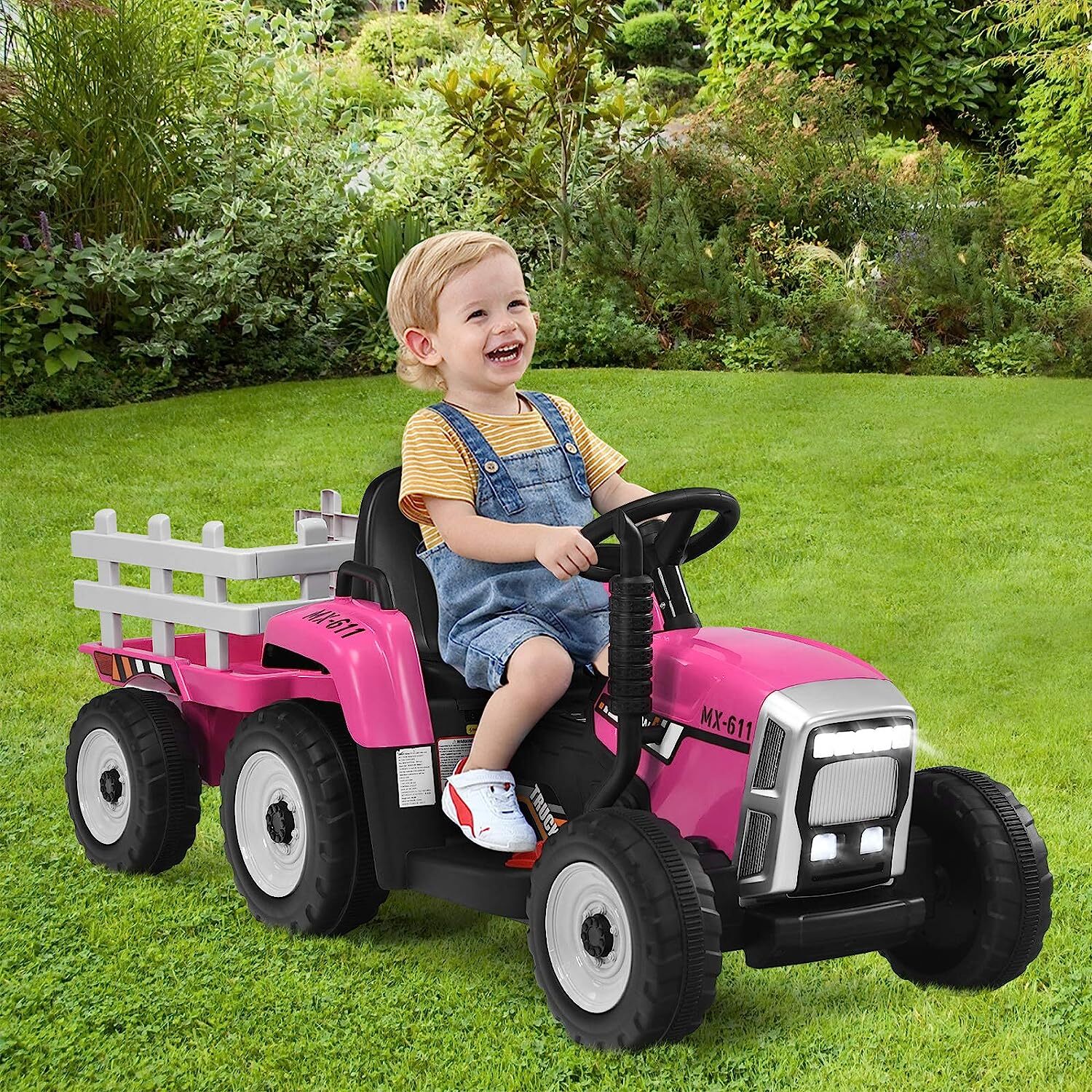 12V Ride on Tractor with Detachable Trailer Kids Toddler Truck Car Toy Xmas Gift