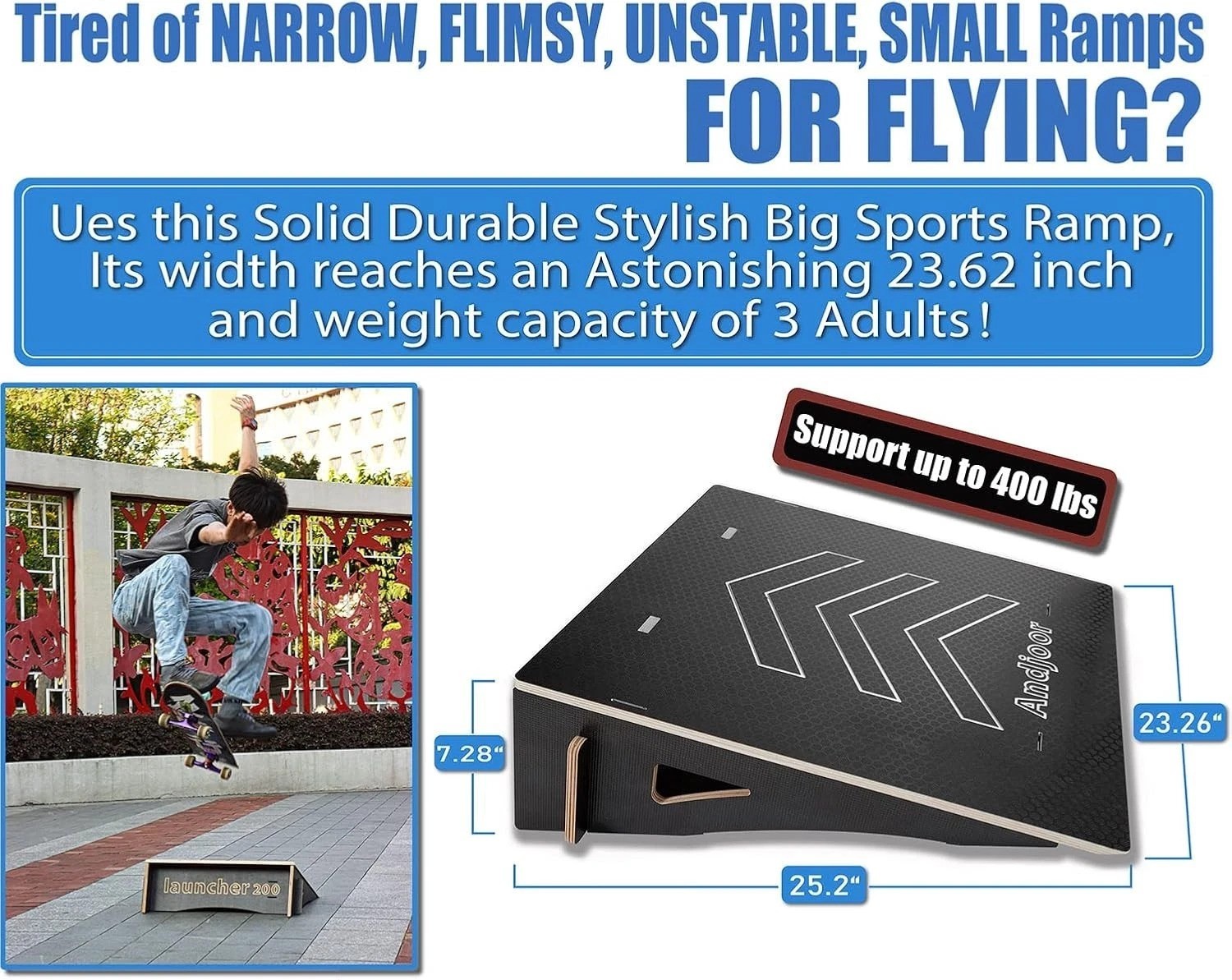 Kids Jumping Ramp for Skateboard, Bike, Scooter, BMX, RC Car and Dirt Bike, 2…