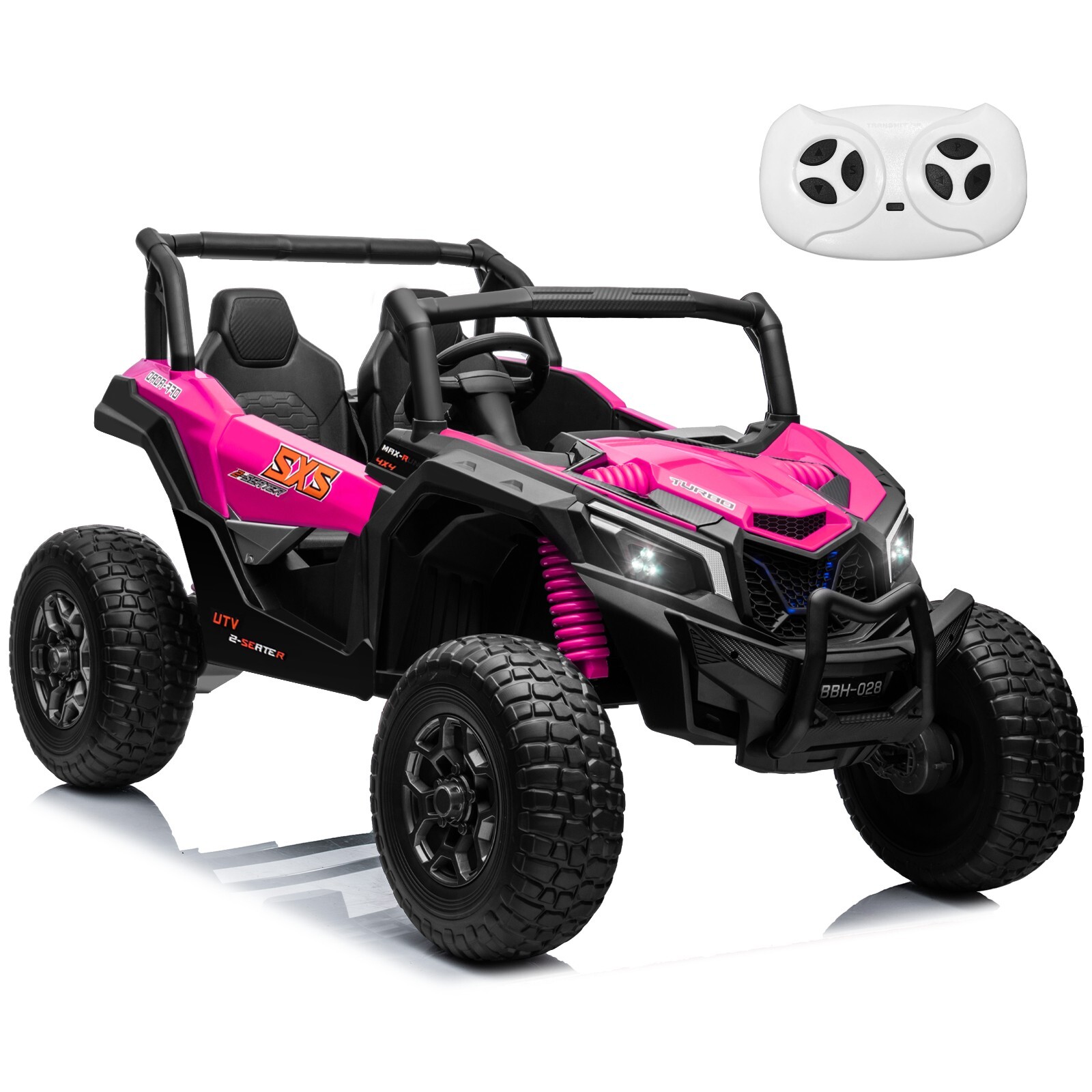 ZEOPHOL 24V Kids Ride On Car UTV Truck 4WD 2-Seater 4X200W Motor EVA Wheels Pink