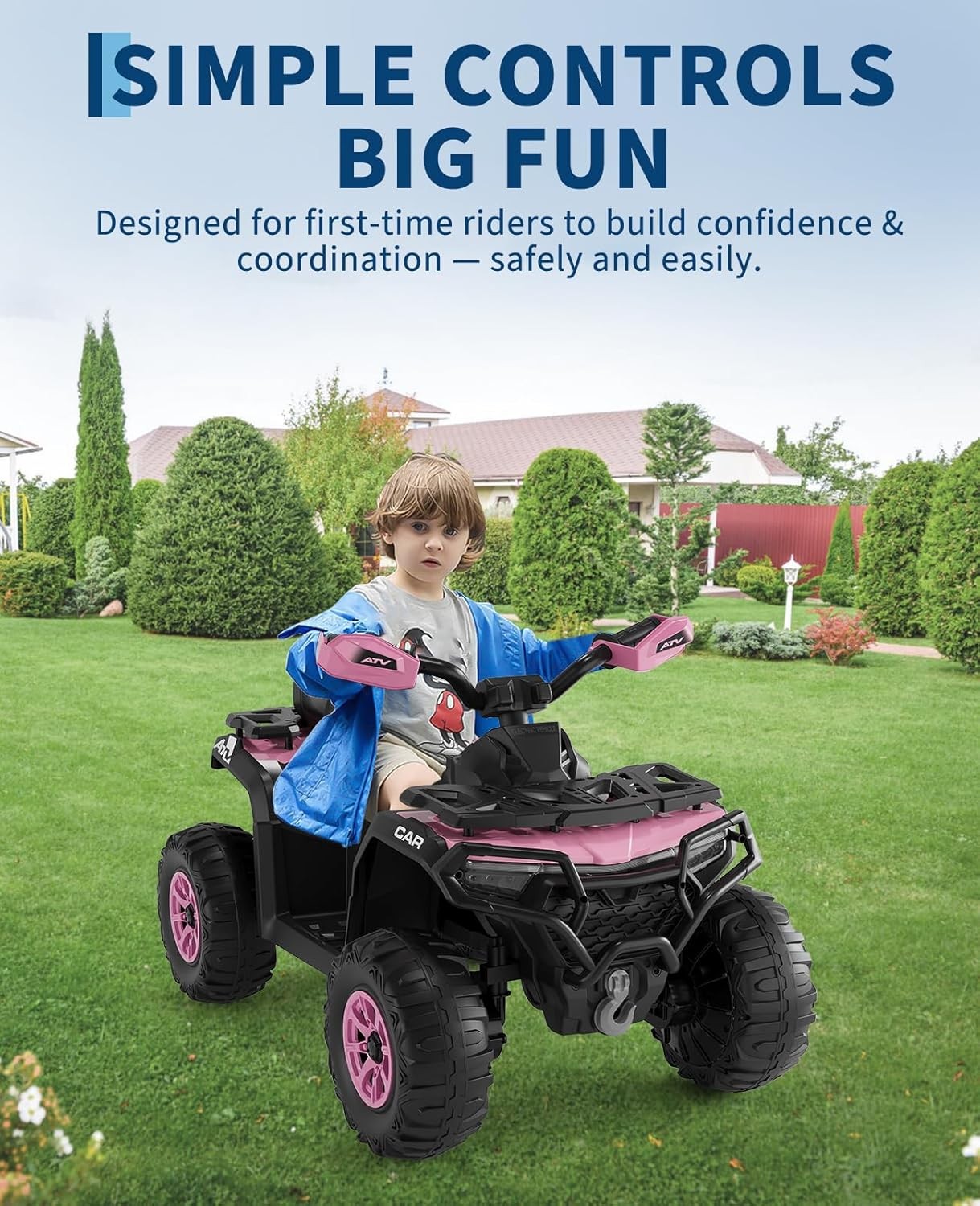 12V Kids Ride-On Electric Car w/ Remote, LED Lights, Built-in Music, Dual Motors