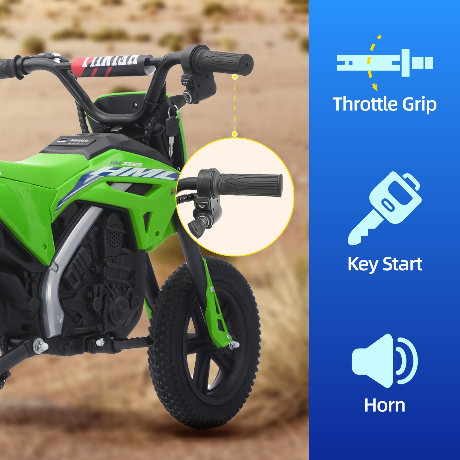 24V Kids Electric Dirt Bike Battery Motorcycle 12mph Pneumatic Tires+Drum Brakes