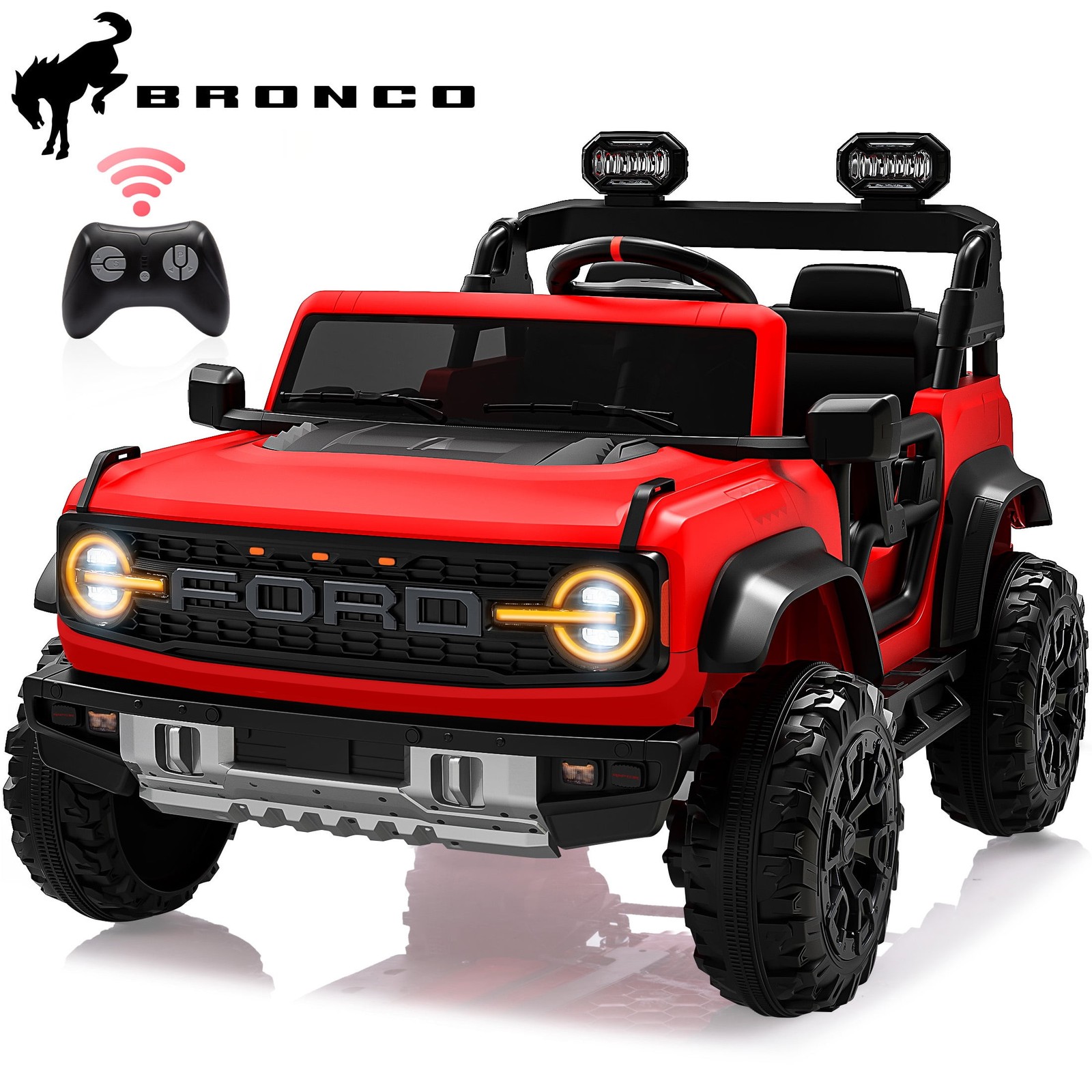 Licensed Ford Bronco Raptor 24V Ride-On Car with Remote, Bluetooth, Pink