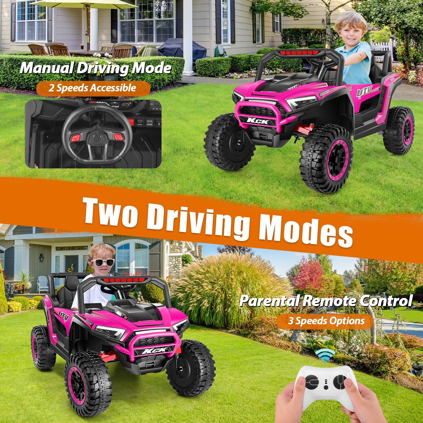 24V Ride on UTV Car 2-Seater Kids Electric Vehicle w/Remote Control 4.5mph Gift-