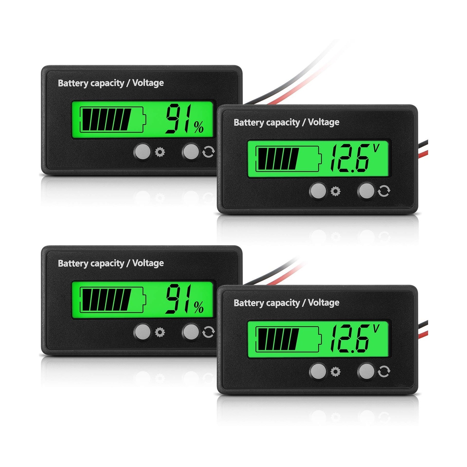 Frienda 2 Pieces Dc 12v 24v 36v 48v 60v 72v 84v Golf Cart Battery Meter with …