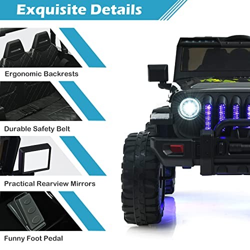 Kids Ride on Car Truck with 2.4G Remote Control & 12V Battery – Dark Black