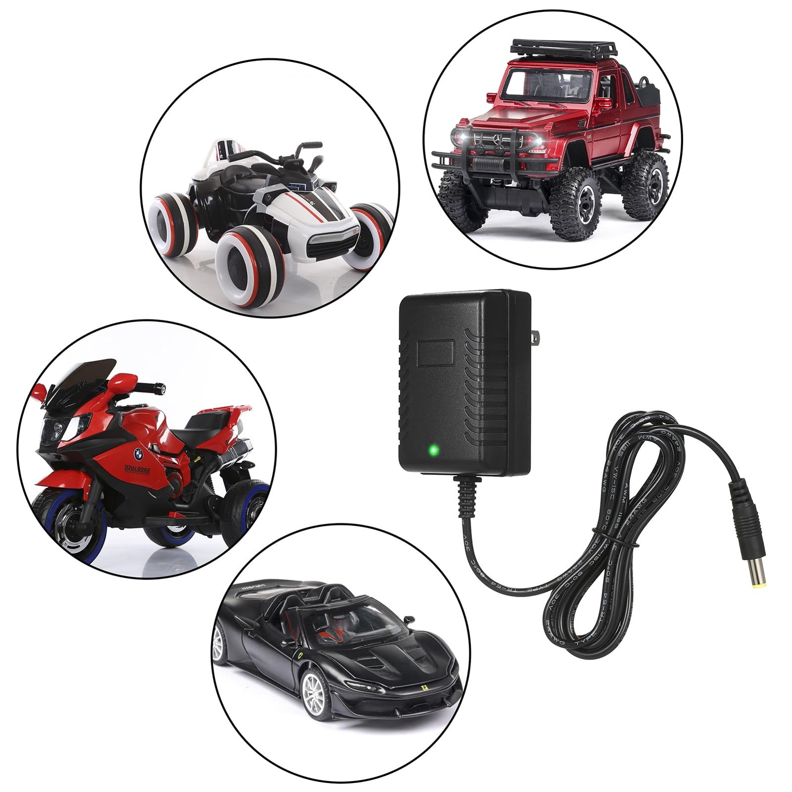 12V Charger for Kids Ride On Car, 12 Volt Battery Charger for Ride on Toys SU…
