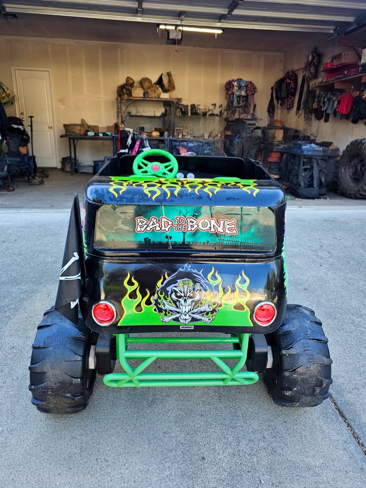 Monster Jam Grave Digger Battery Powered Ride-On Truck Toy, Black/Green
