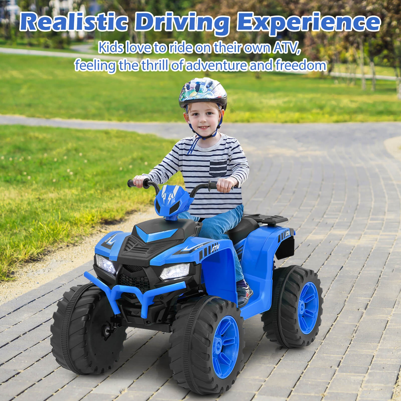 24V Kids Ride-On Electric ATV 4-Wheeler Quad Car with Wireless Connection