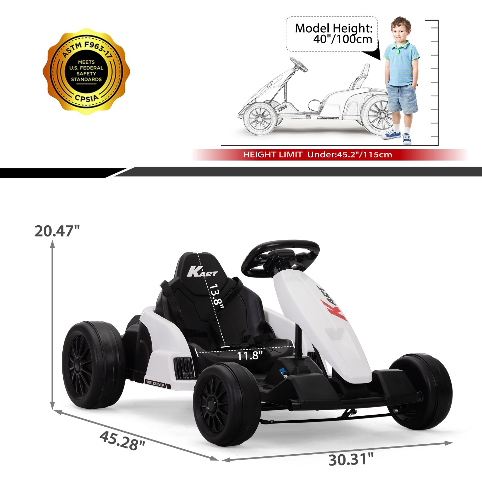 TOBBI 24V Kids Ride On Electric Drifting Go Kart Racing Car for Kids 4-16 Years