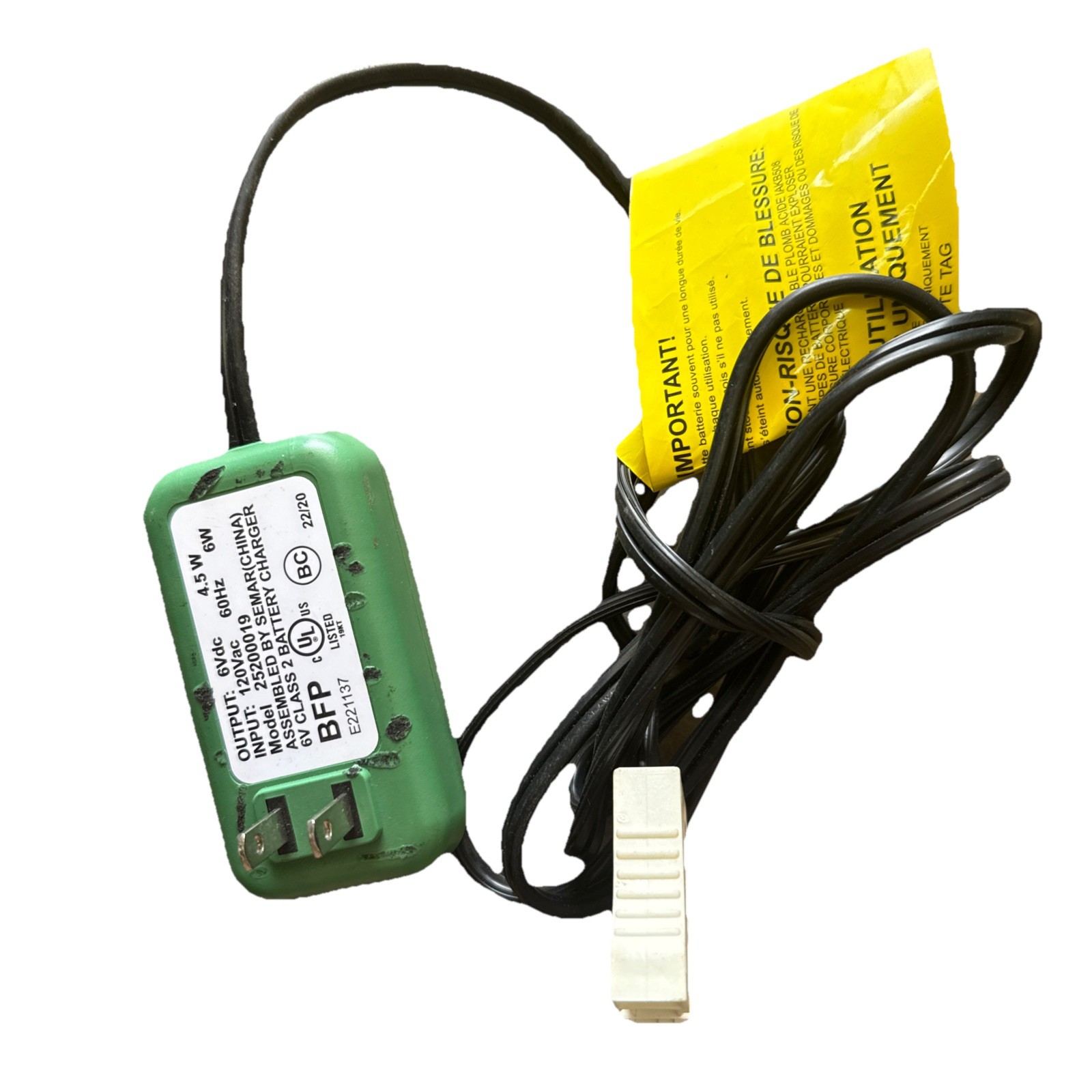 Peg Perego 6Vdc 25200019 MECB0085U 6V Battery Charger Genuine OEM