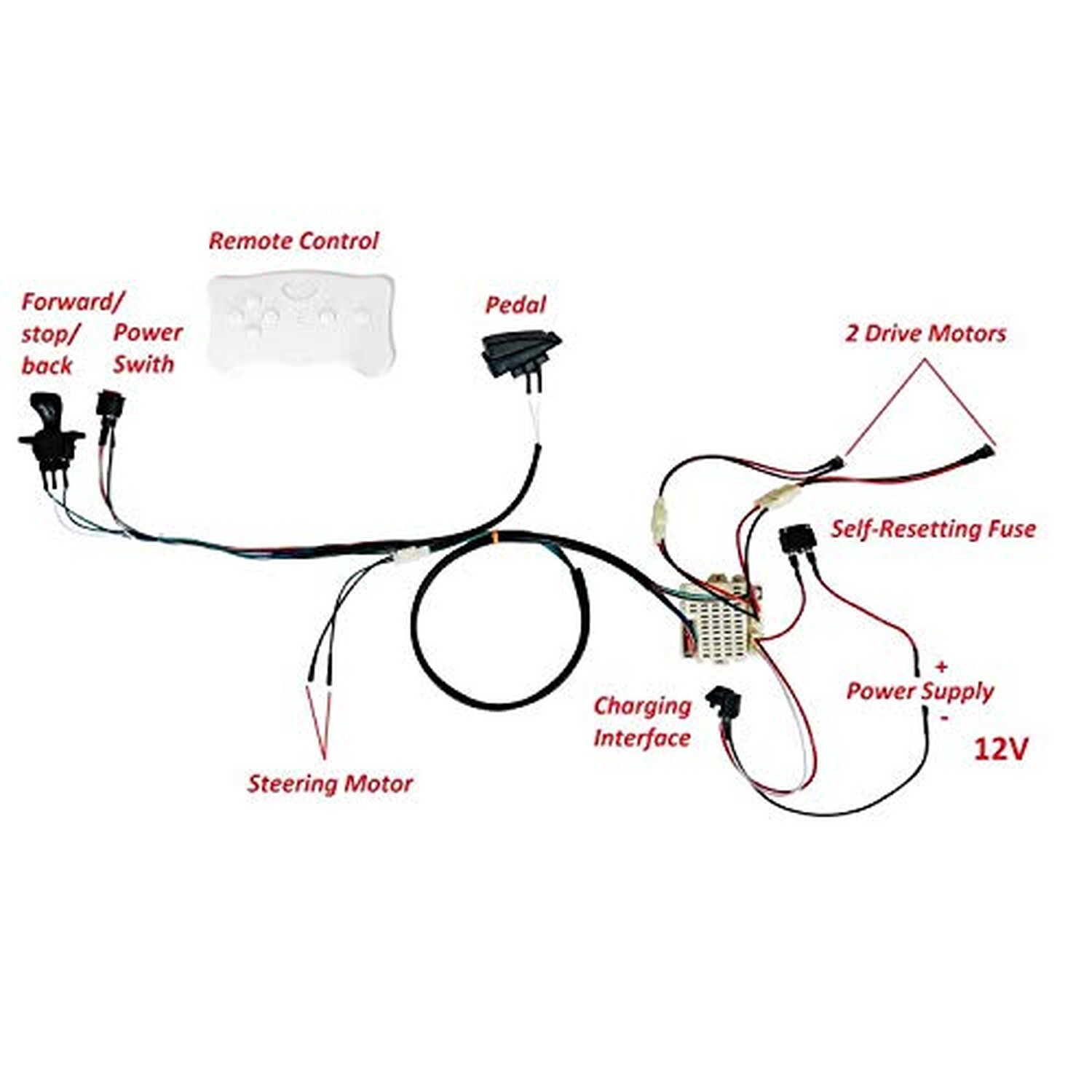 Kids Electric Ride On Car 12V DIY Modified Wires Harness Remote Control Circu…
