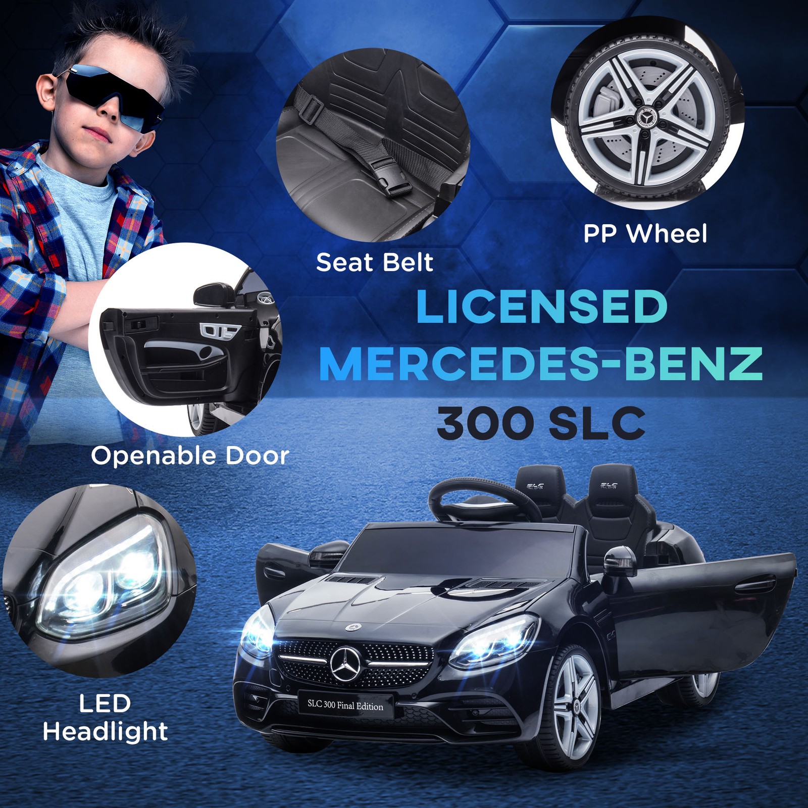 12V Ride On Toy Car for Kids with Remote Control, Black