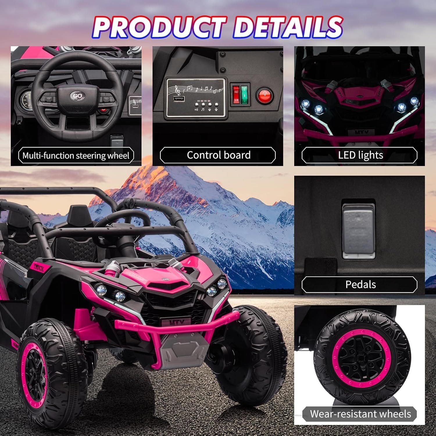24V Kids Ride On UTV Car for Kids Electric Car Toys 4WD Off-Road W/ Remote Xmas
