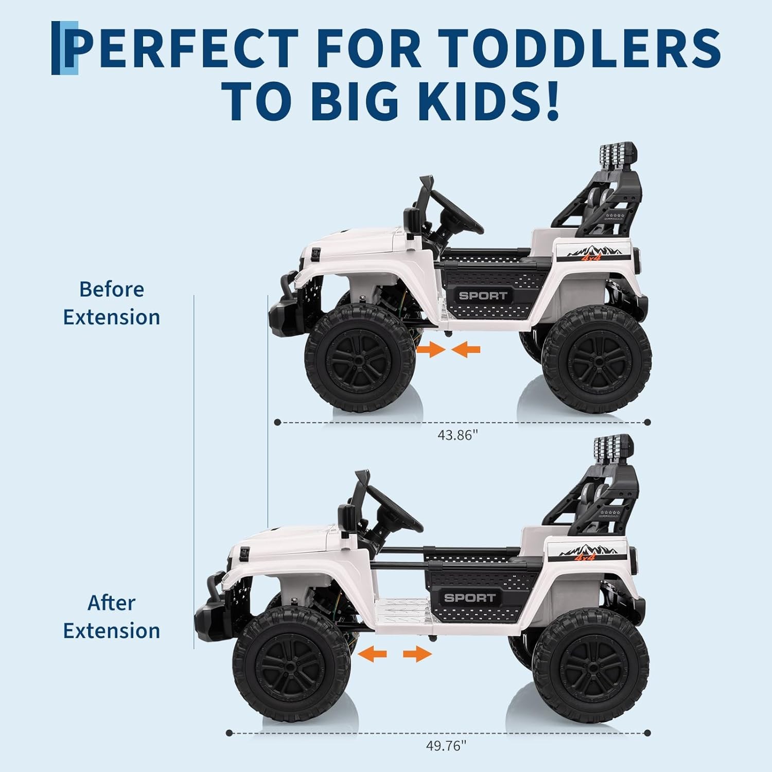 Ride On Toys 2 Seater 24V Toddler Car with Remote Control, Truck w/ 4-Wheeler