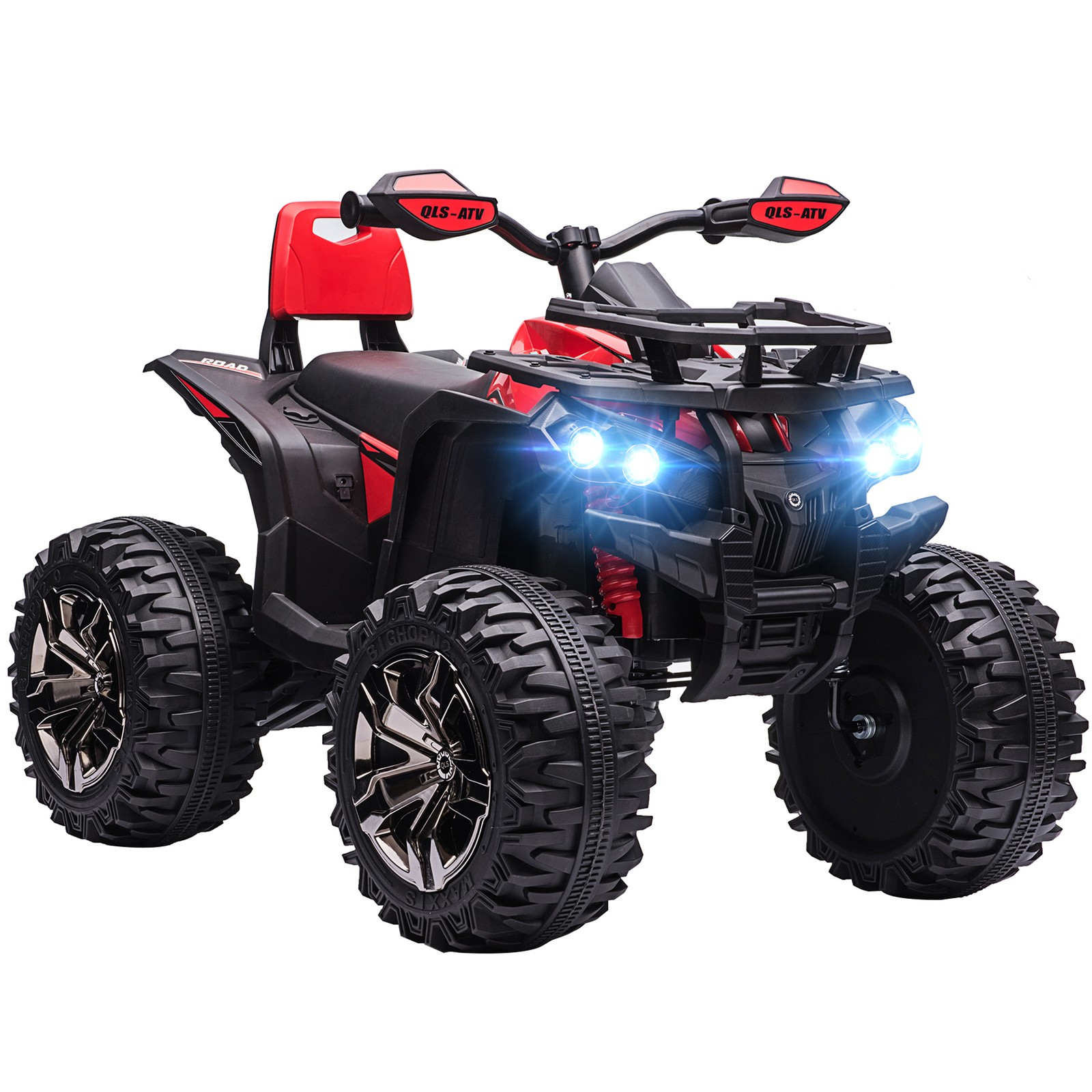 Aosom 12V Kids ATV Quad Car Toy with Music & Headlights, Red