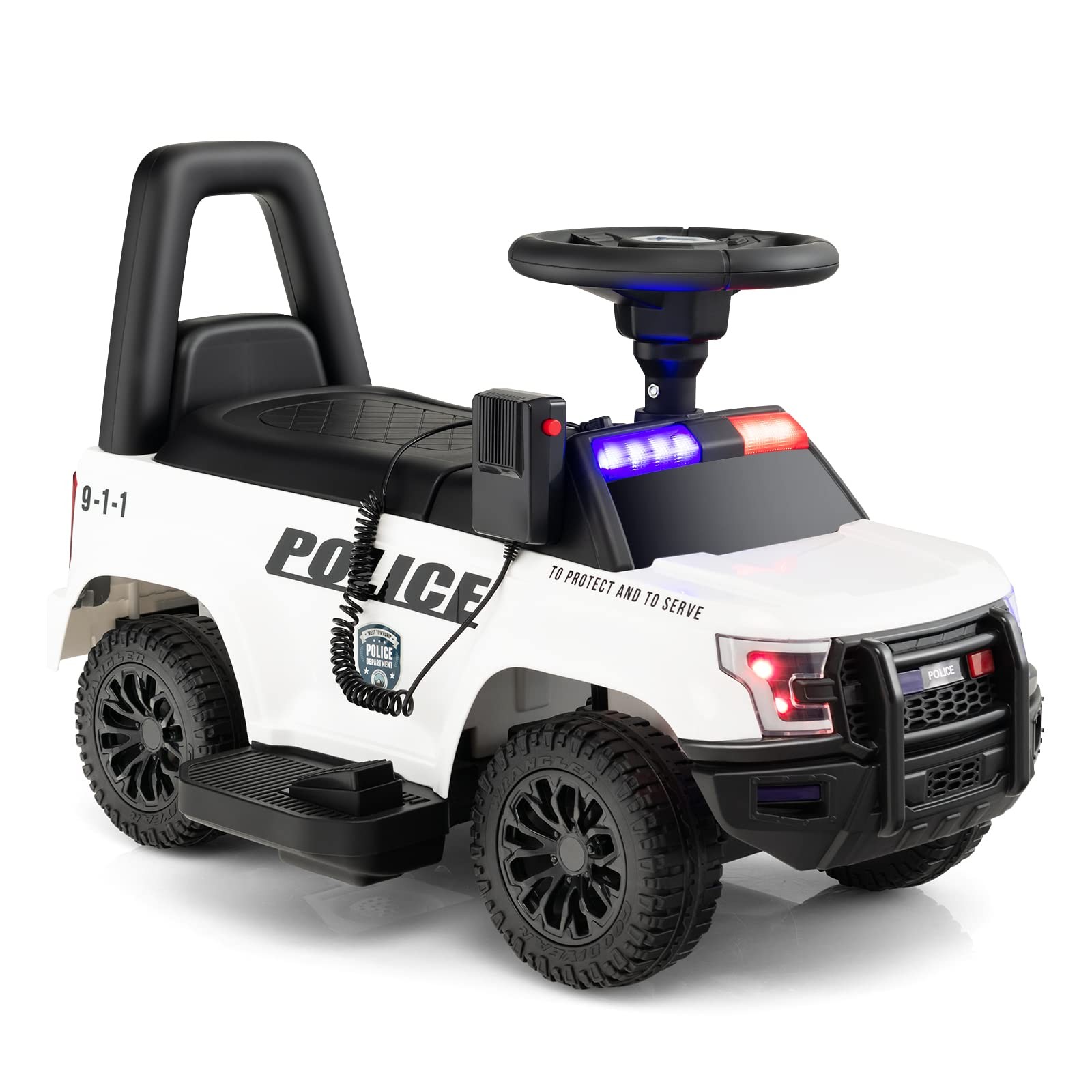Kids Ride On Police Car, 6V Battery Powered Electric Toy Car w/Real Megaphone…