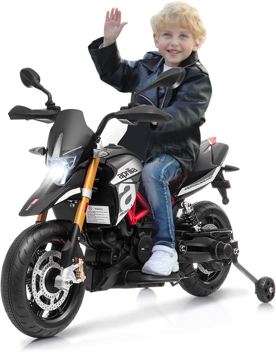 Aprilia Electric Motorcycle for Kids – Safe Ride-On Toy with Training Wheels