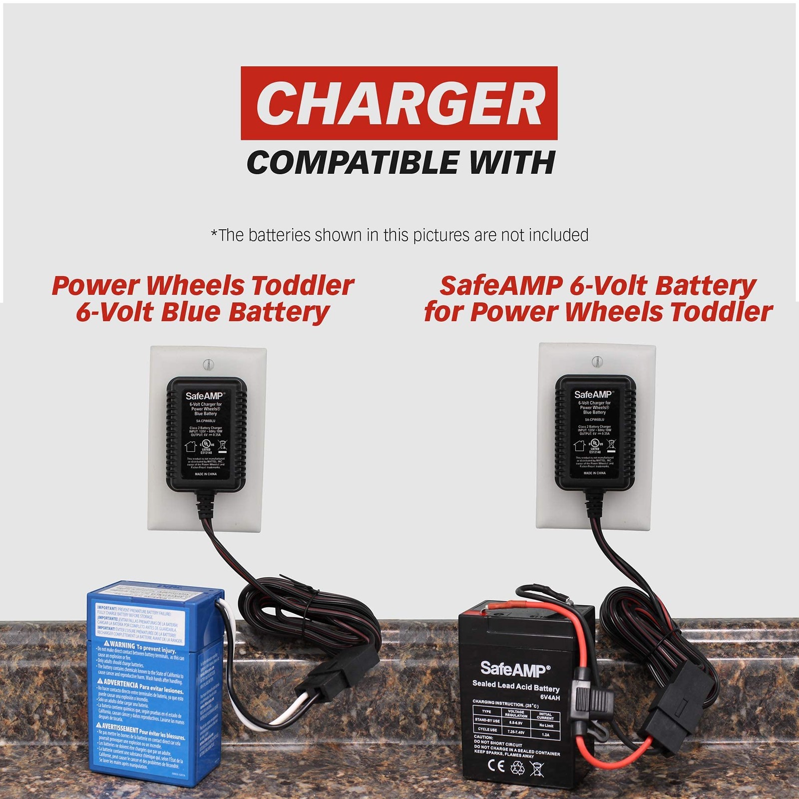 Replacement 6-Volt UL Listed Charger ONLY for Fisher-Price Power Wheels Toddl…
