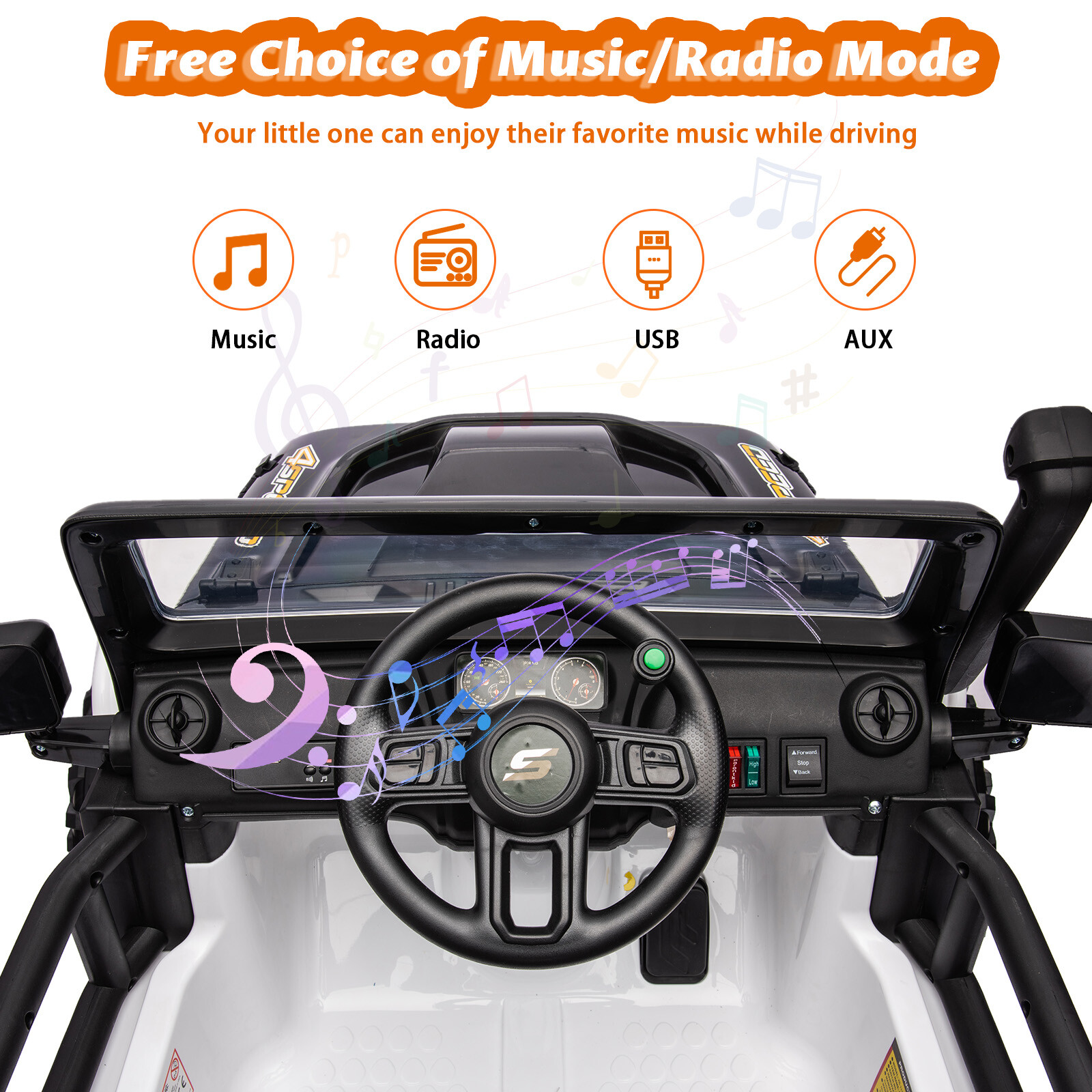 24V Kids Ride On Car,2 Seaters Electric Vehicle Truck with Remote & Bluetoothes