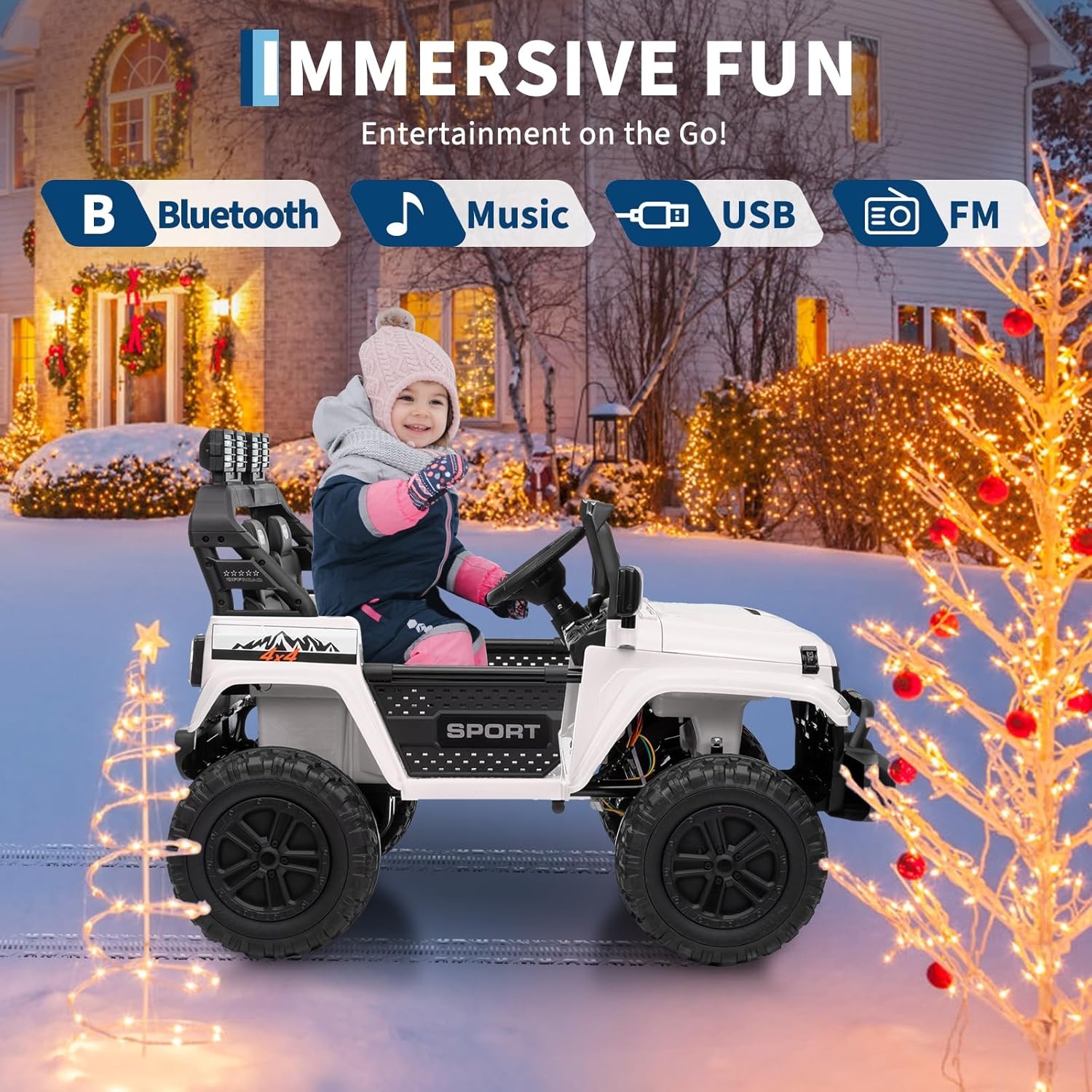 Ride On Toys 2 Seater 24V Toddler Car with Remote Control, Truck w/ 4-Wheeler