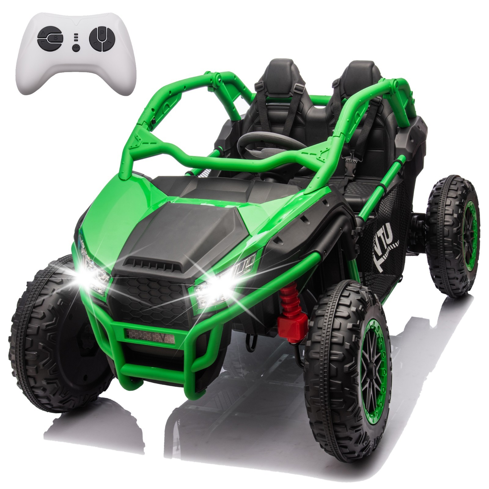 24V Kids Ride on Electric Car UTV w/Remote, LED, Battery Power Wheels,Green