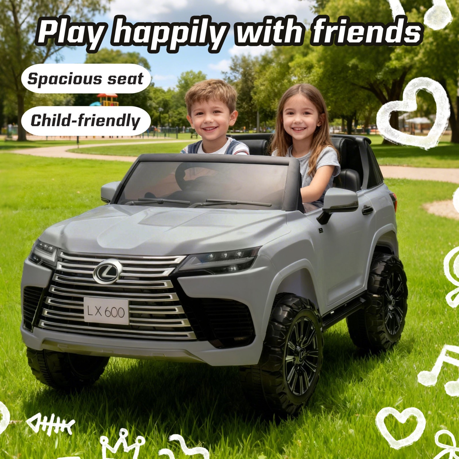 24V Kids Ride On Car Licensed LEXUS LX600 SUV w/Remote,Dual 55W Motors,Grey