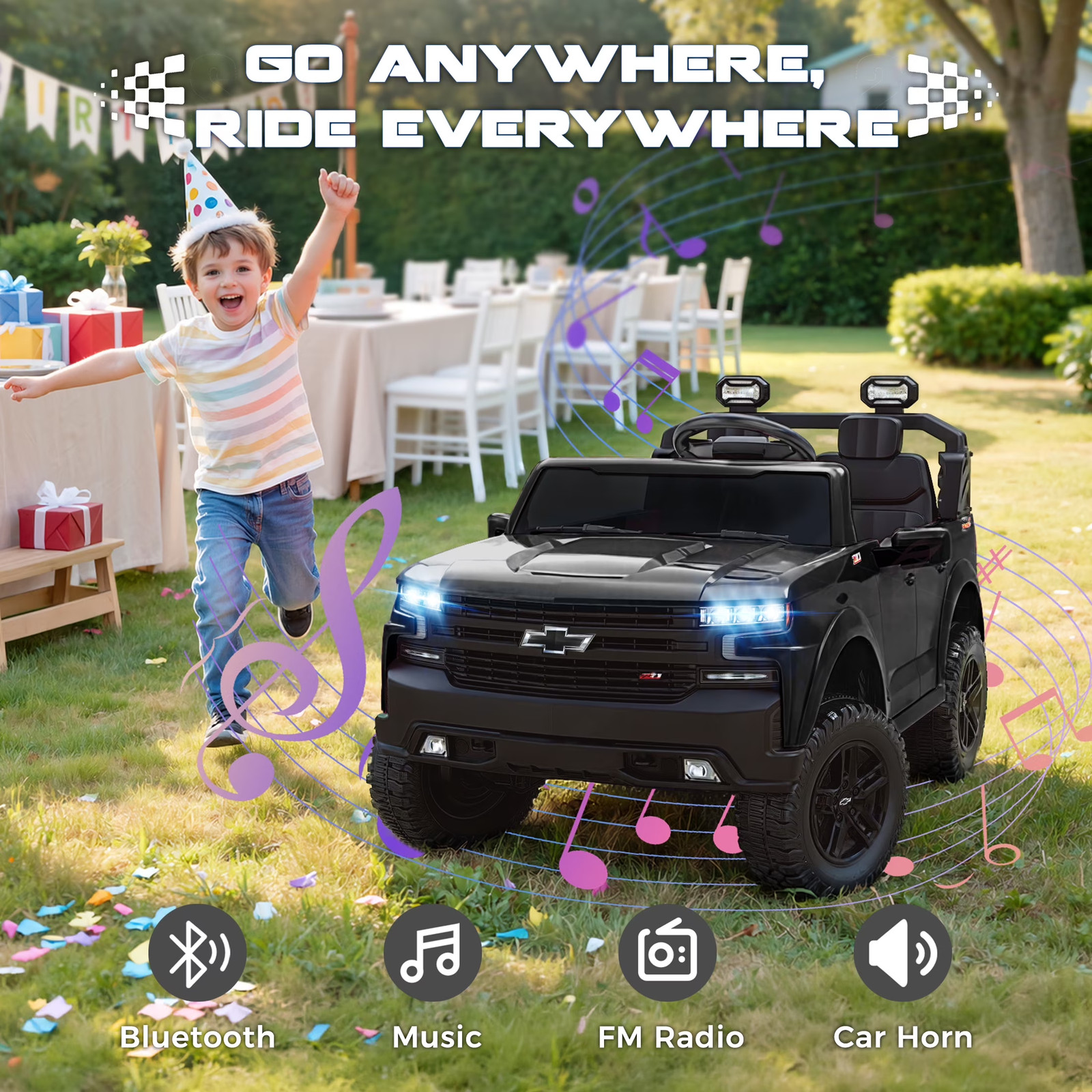 24V 2 Seater Ride on Toy, Licensed Chevrolet Silverado, Ride on Truck Car W/ Rem