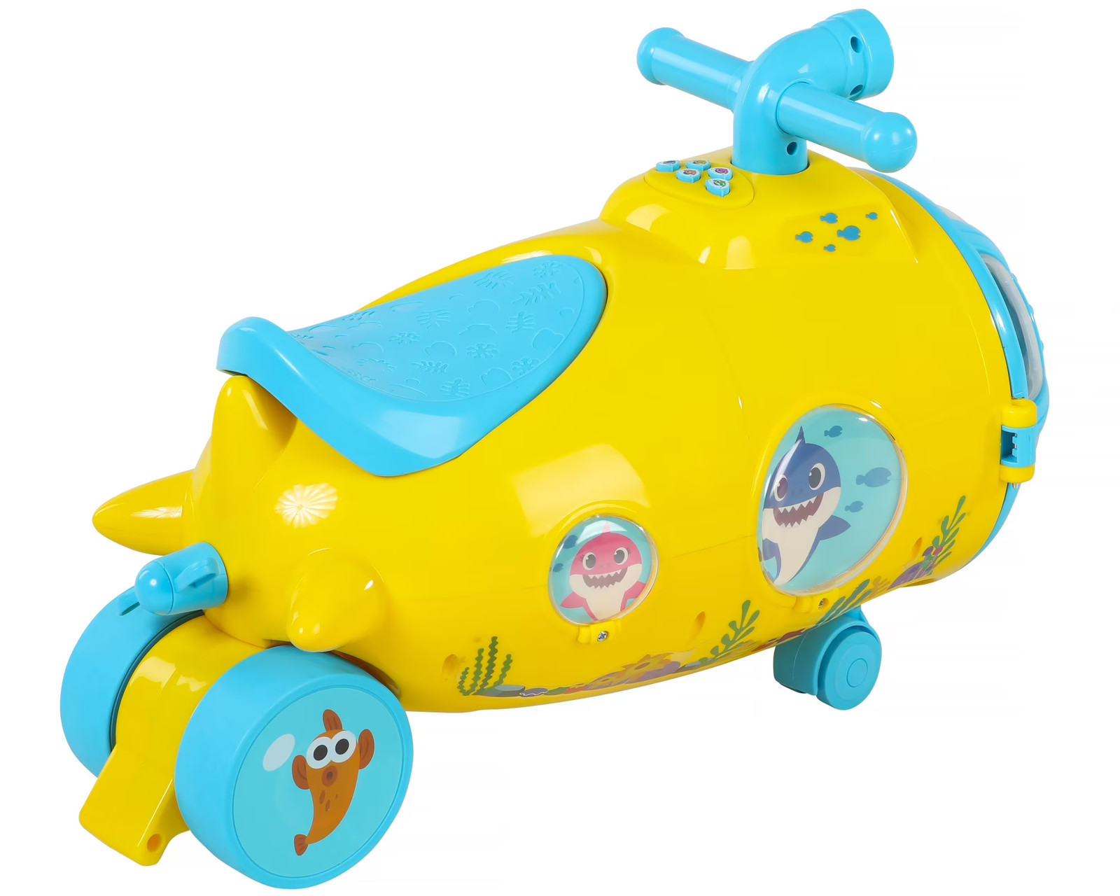 Kids Ride On Toy Baby Shark Yellow Submarine Periscope Spinning Propeller