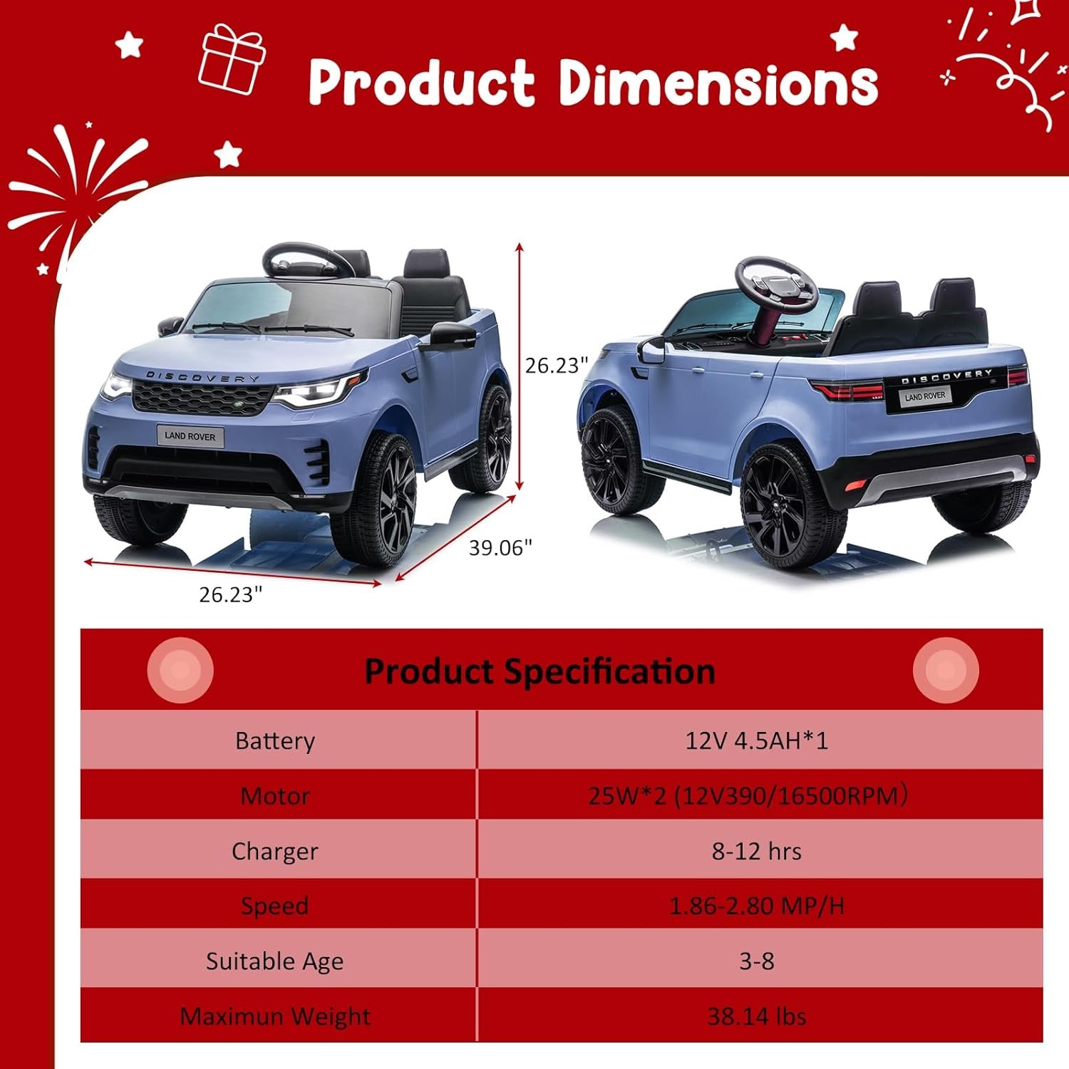 12V Land Rover Licensed Electric Car for Kids Parental Remote Fun Outdoor Toy