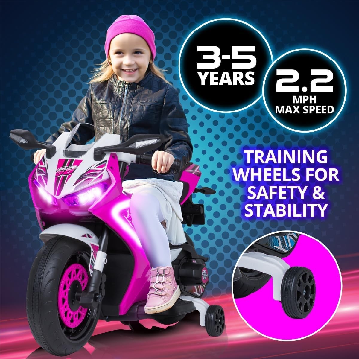 Charming Pink 6V Electric Motorcycle for Toddlers – Indoor/Outdoor Fun, Ages 3-6