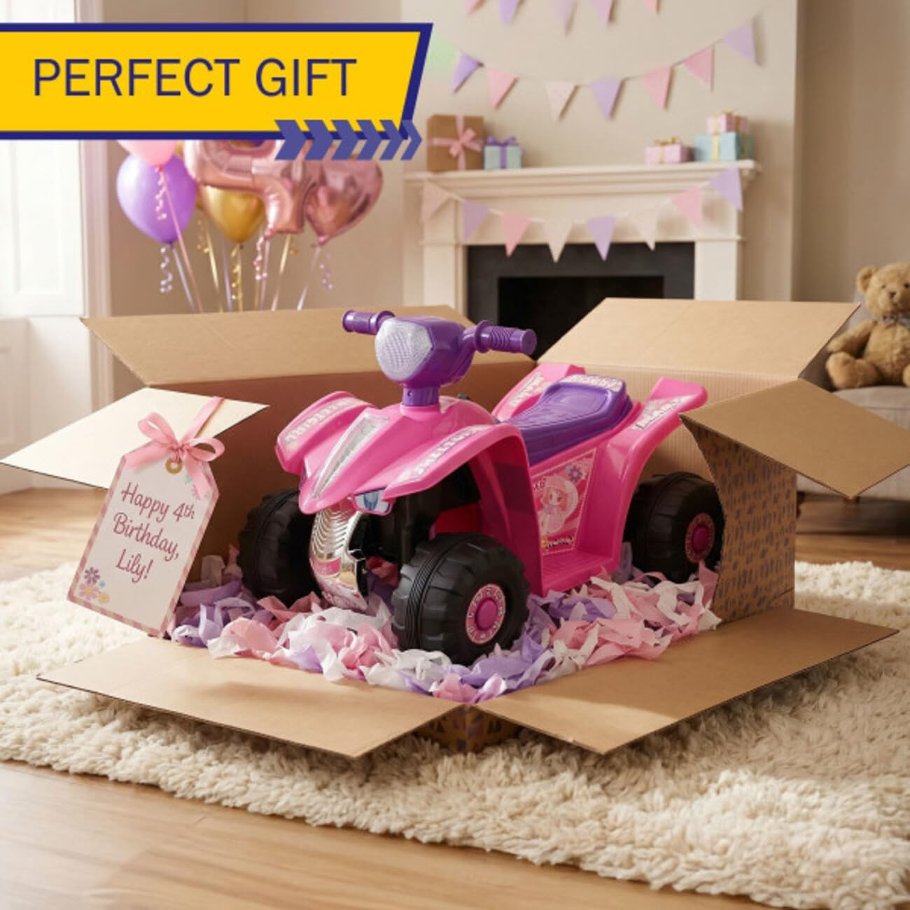 4 Wheeler for Kids – 6V Battery-Powered All-Terrain Ride on Car for Kids Ages 3-
