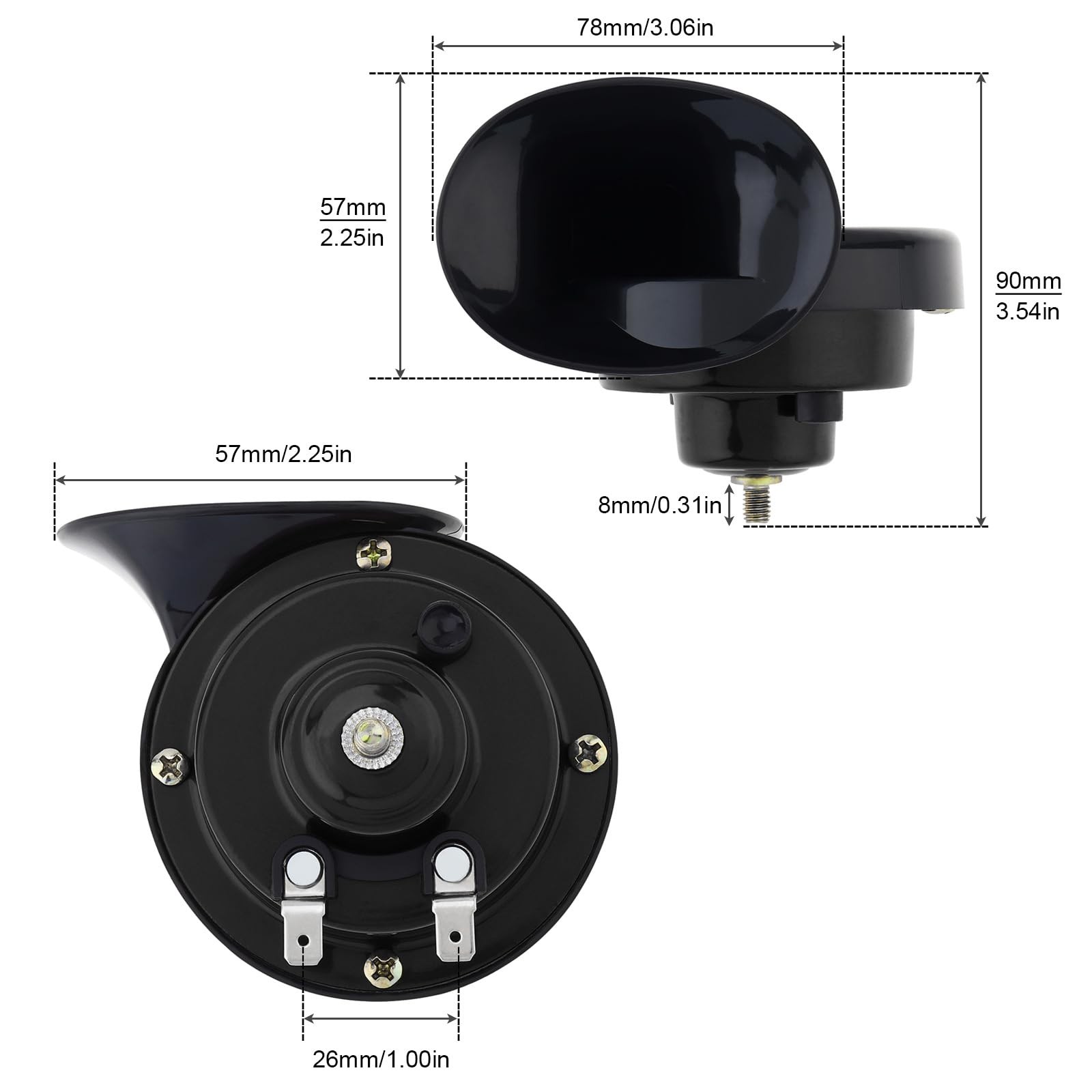 12V Super Loud Snail Horn 410HZ 510HZ High Low Tone for Any Vehicles yachts b…