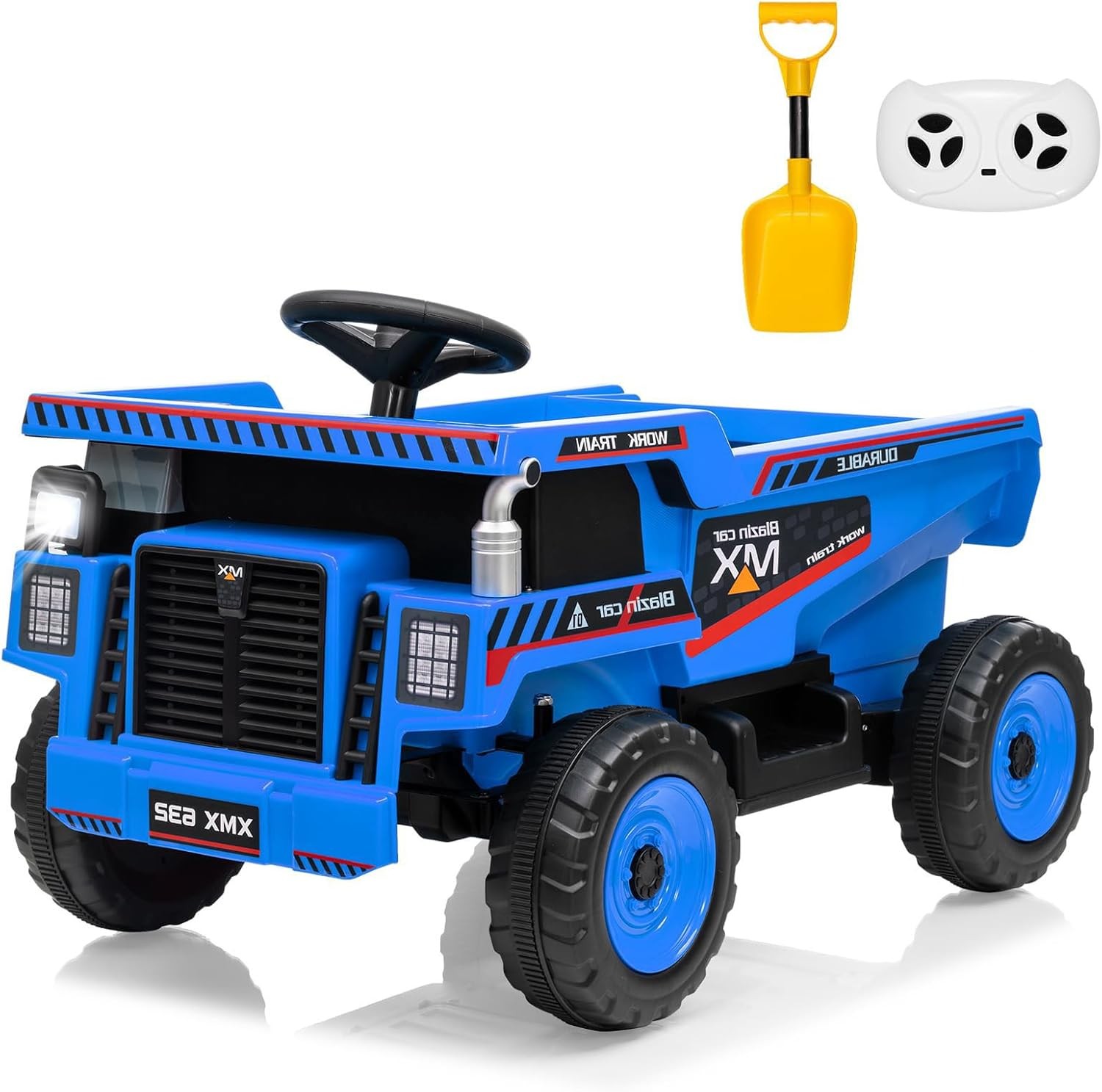 Electric Dump Truck with Remote, Bluetooth, Soft Start & Safety Belt for Kids