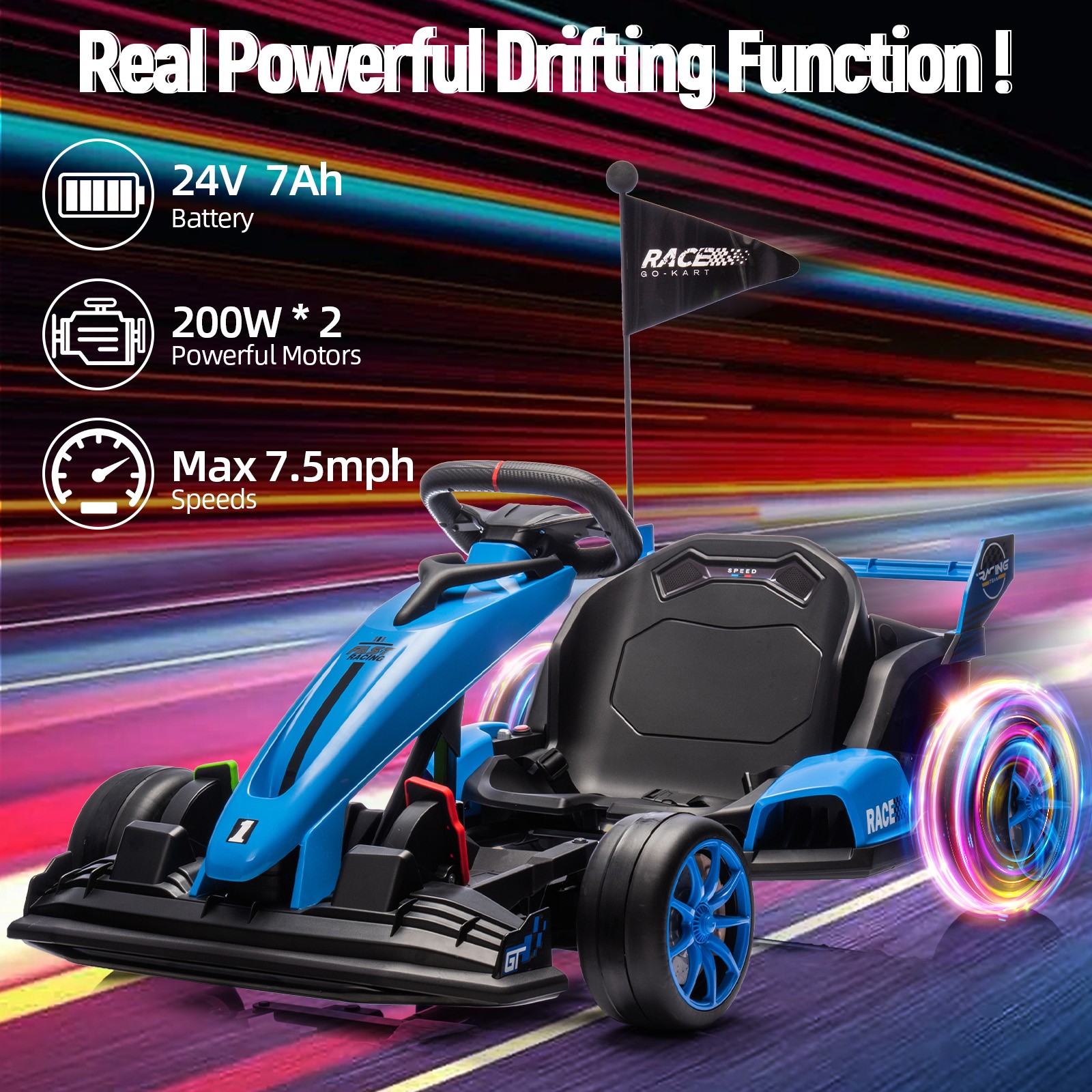 Garvee Electric Go Kart Toy for Kids,Ride on Drifting Car,Racing Car for 5-12