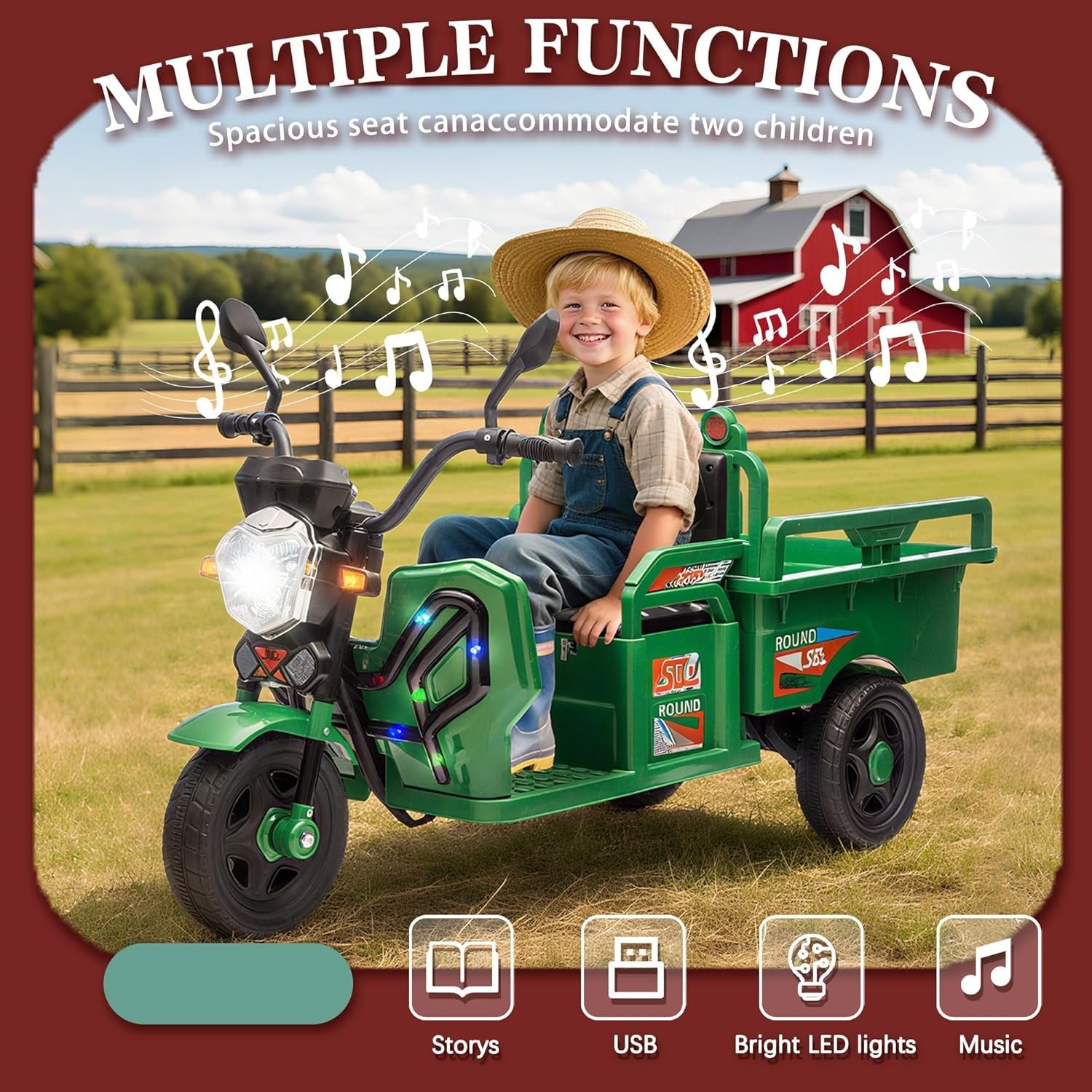 12V Kids Electric Tractor Ride on Dump Truck Car w/Extra Wide Seat & Cargo Bed