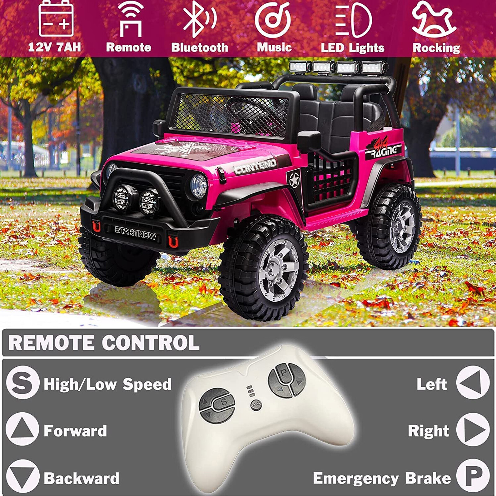 12V Electric Ride On Car Vehicle Toy Kids Truck Jeep w/ Remote Control USB Pink