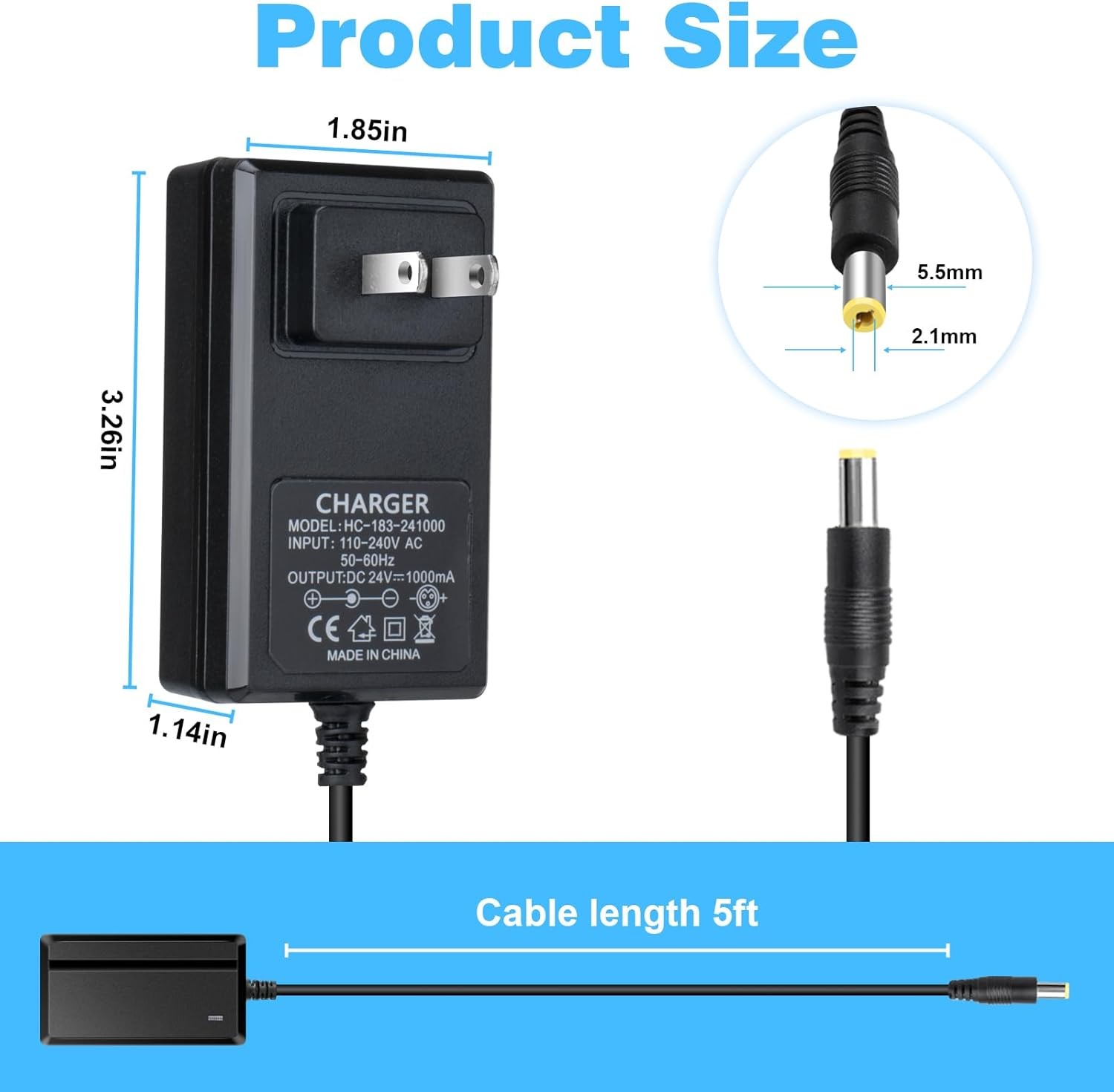 24V Charger for Kids Ride On Car 24 Volt Battery Charger for Ride On Toys Kid Tr