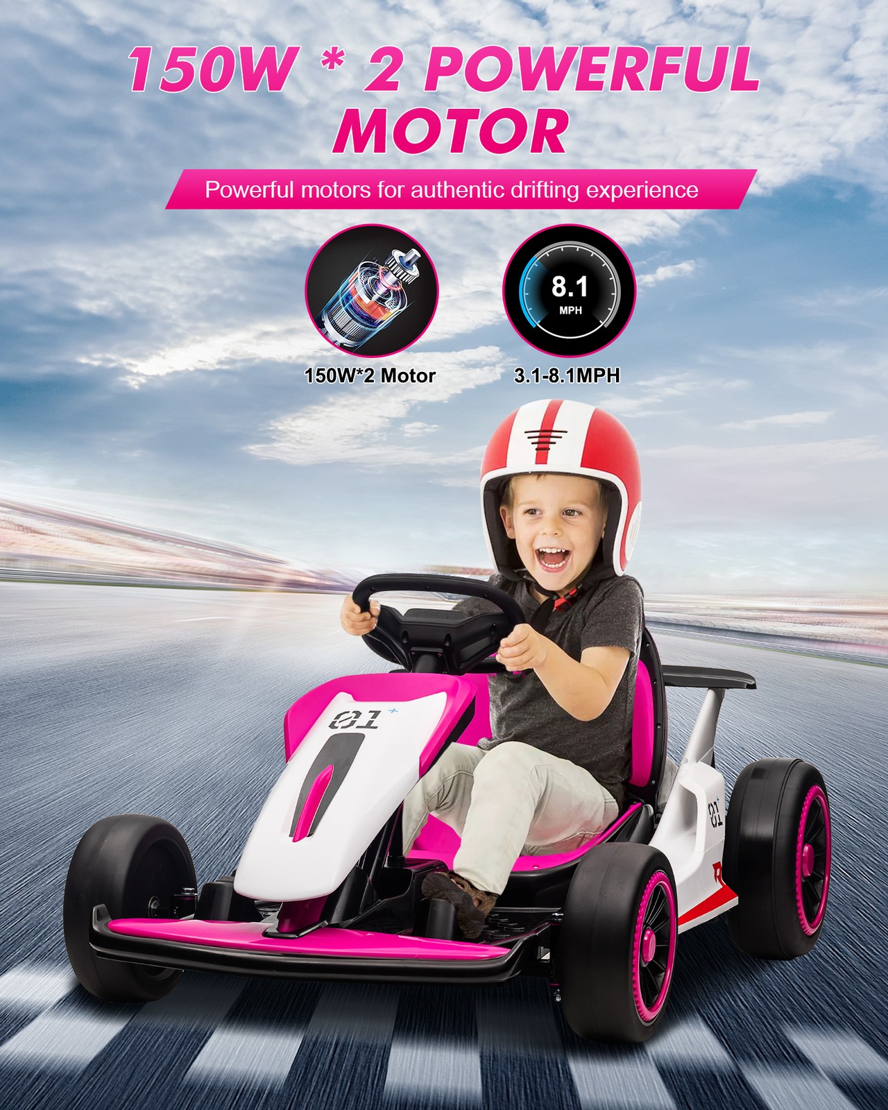 Kids 24V Ride On Toy Go Kart Child Electric Drift Go-Kart w/Long-Lasting Battery