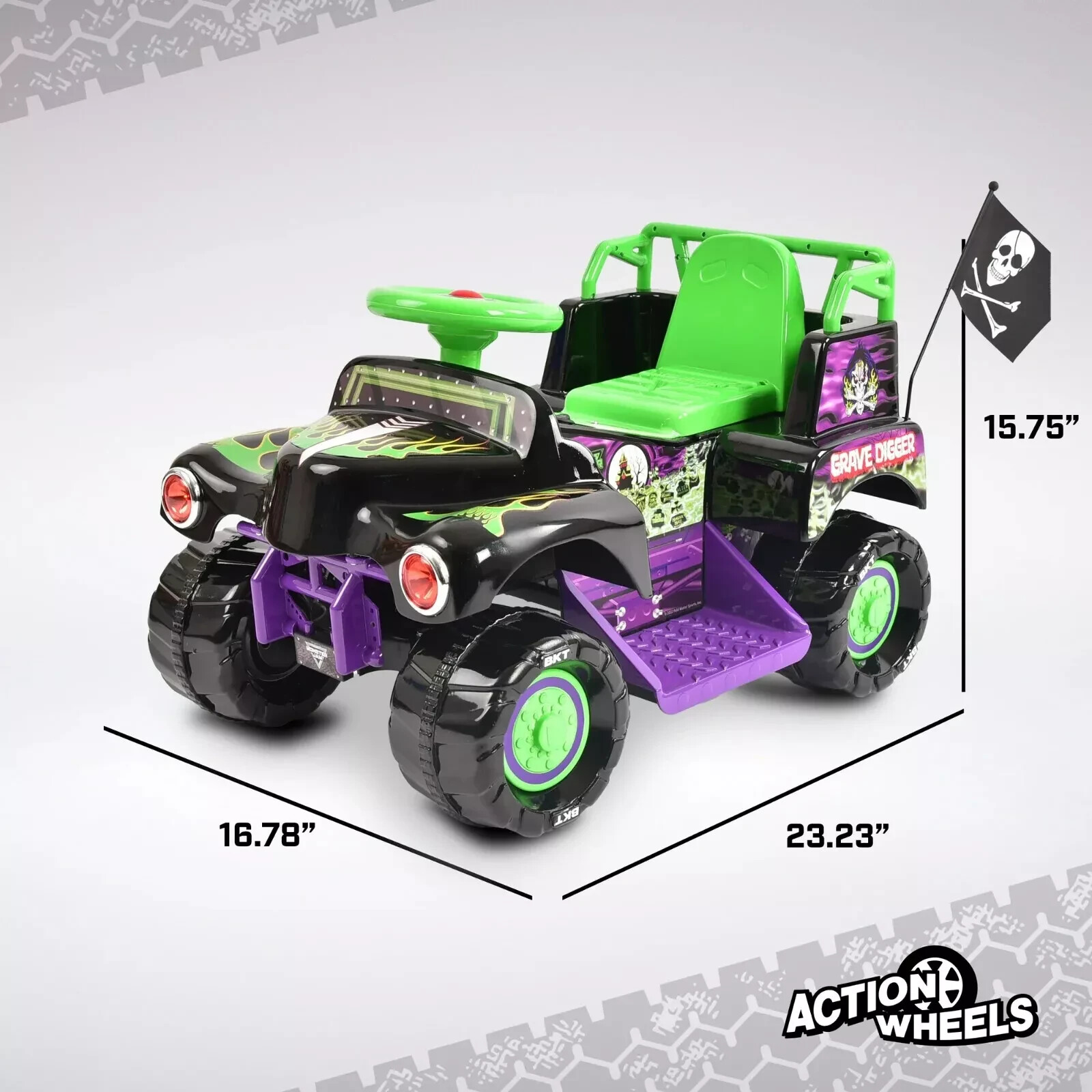 Grave Digger Monster Truck 6V Battery-Powered Vehicle w/Sound Effects, Ages 1.5+
